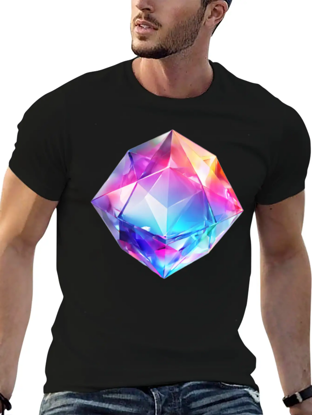 Olographic Diamond Unisex Short Sleeve Soft Cotton T-Shirt – Casual Everyday Wear