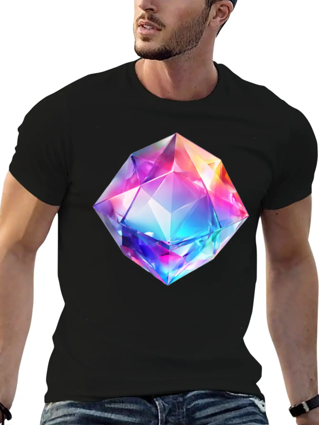Olographic Diamond Unisex Short Sleeve Soft Cotton T-Shirt – Casual Everyday Wear