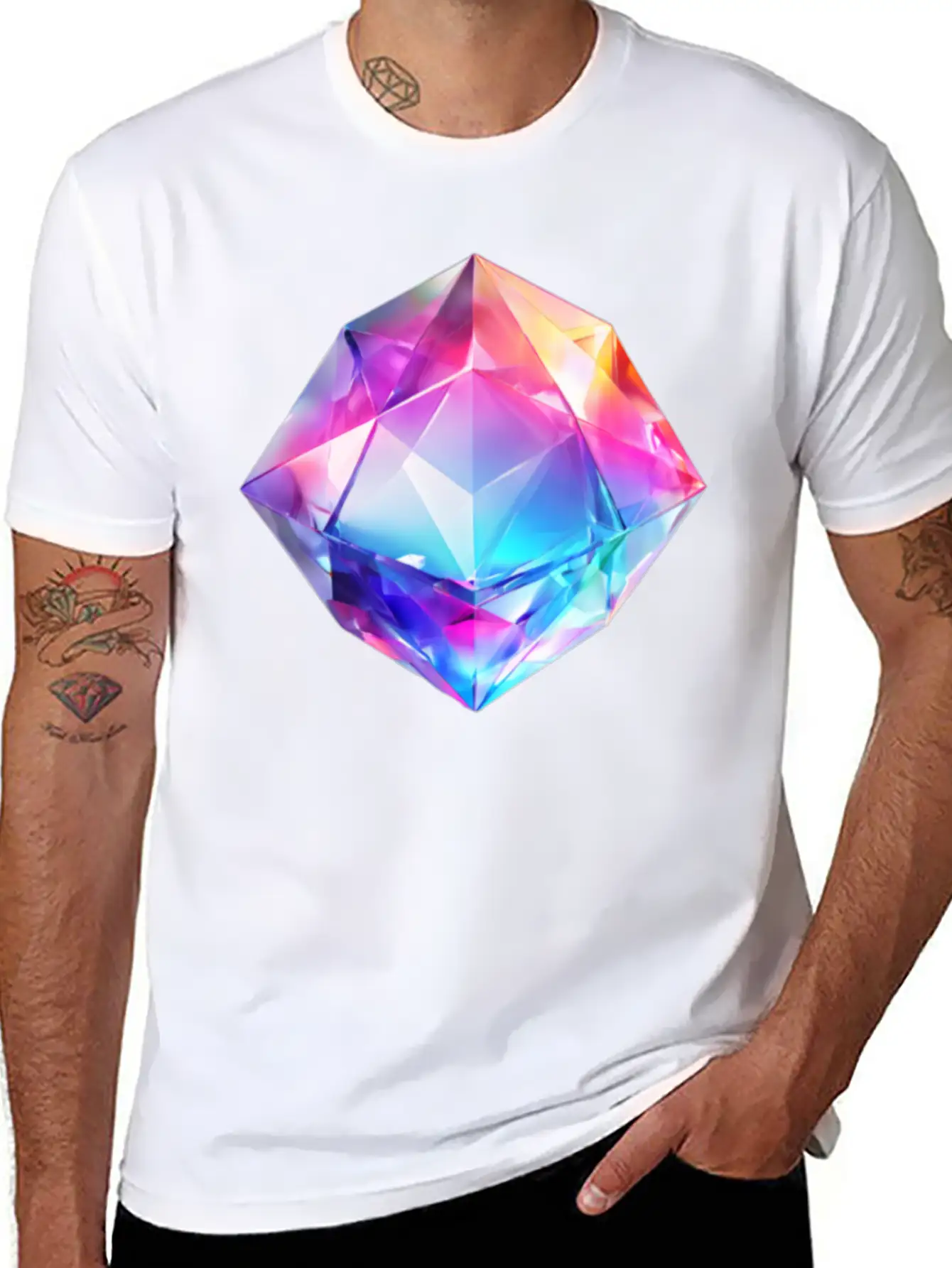 Olographic Diamond Unisex Short Sleeve Soft Cotton T-Shirt – Casual Everyday Wear