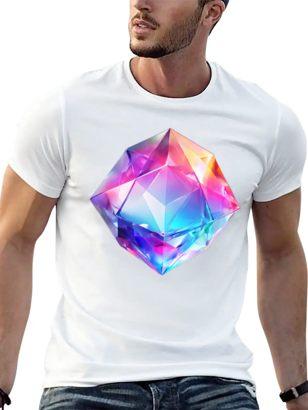 Olographic Diamond Unisex Short Sleeve Soft Cotton T-Shirt – Casual Everyday Wear
