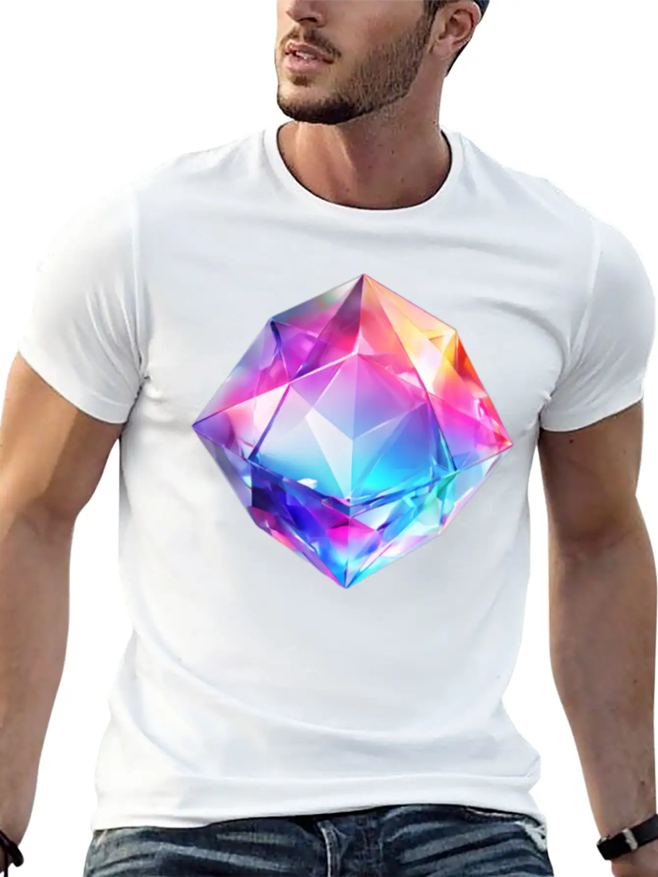 Olographic Diamond Unisex Short Sleeve Soft Cotton T-Shirt – Casual Everyday Wear