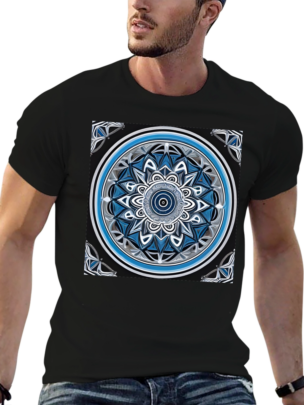 Mandala Art Graphic Black T-Shirt