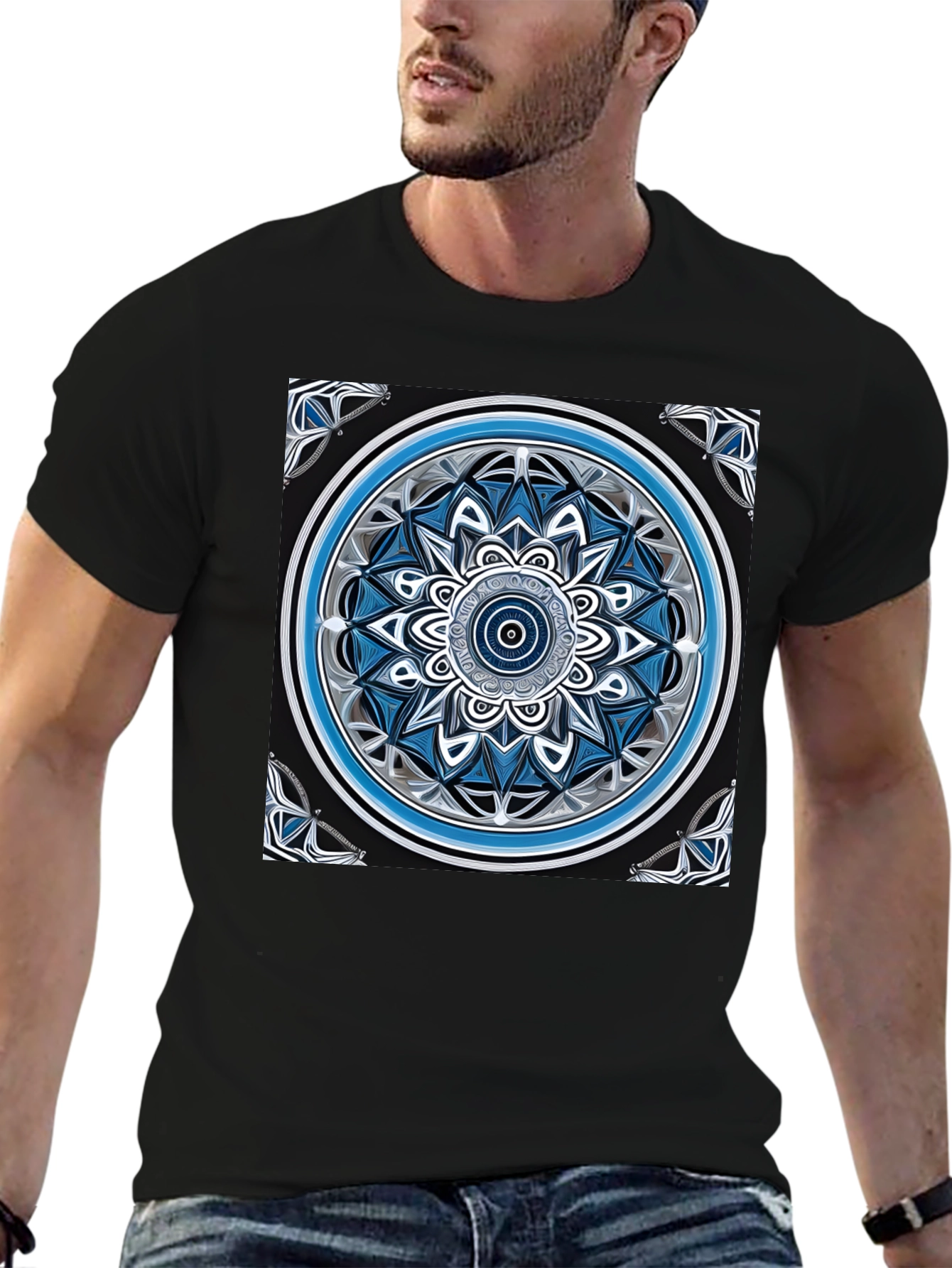 Mandala Art Graphic Black T-Shirt