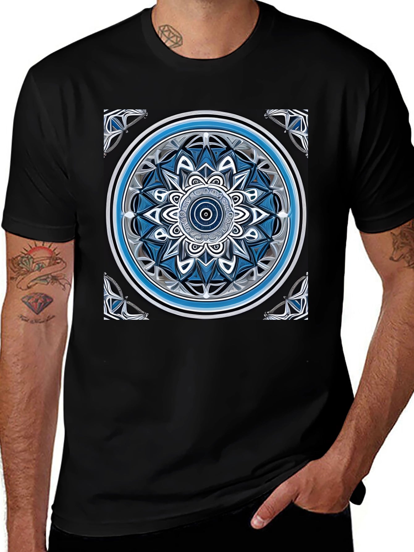 Mandala Art Graphic Black T-Shirt
