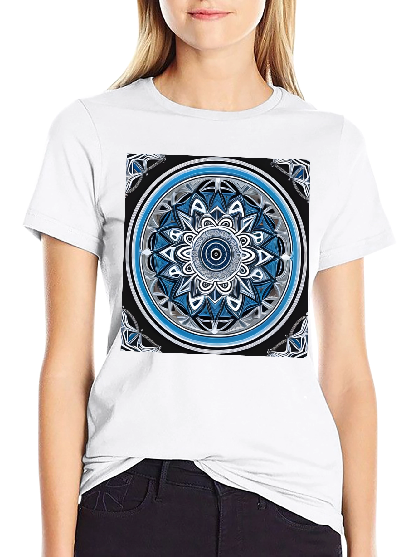 Mandala Art Graphic Black T-Shirt