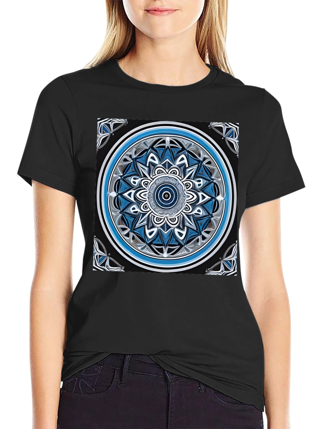 Mandala Art Graphic Black T-Shirt