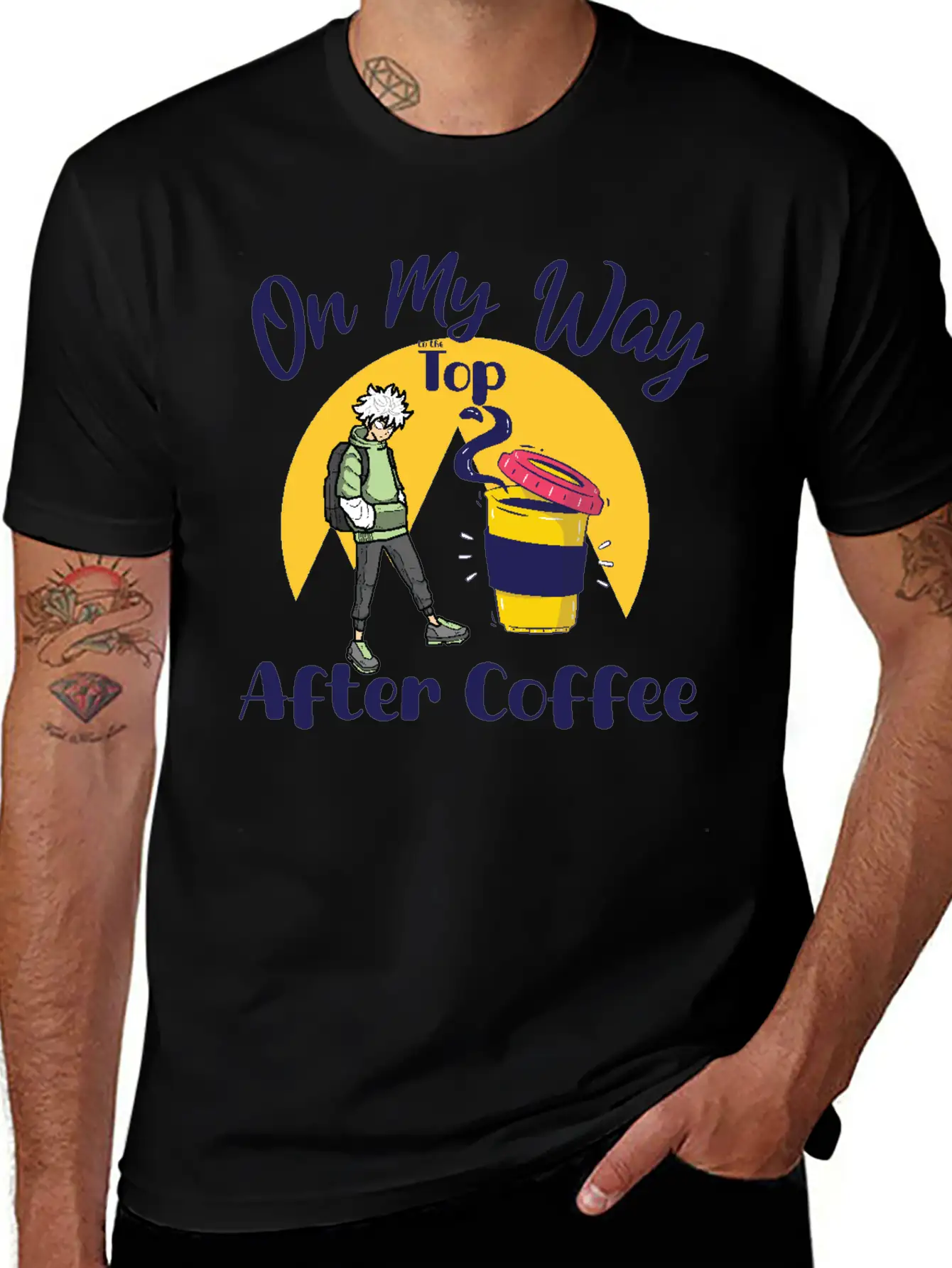 On My Way To The Top Anime Coffee Vibes Tee Essential Cotton Tee For Daily Outfits – Unisex Style