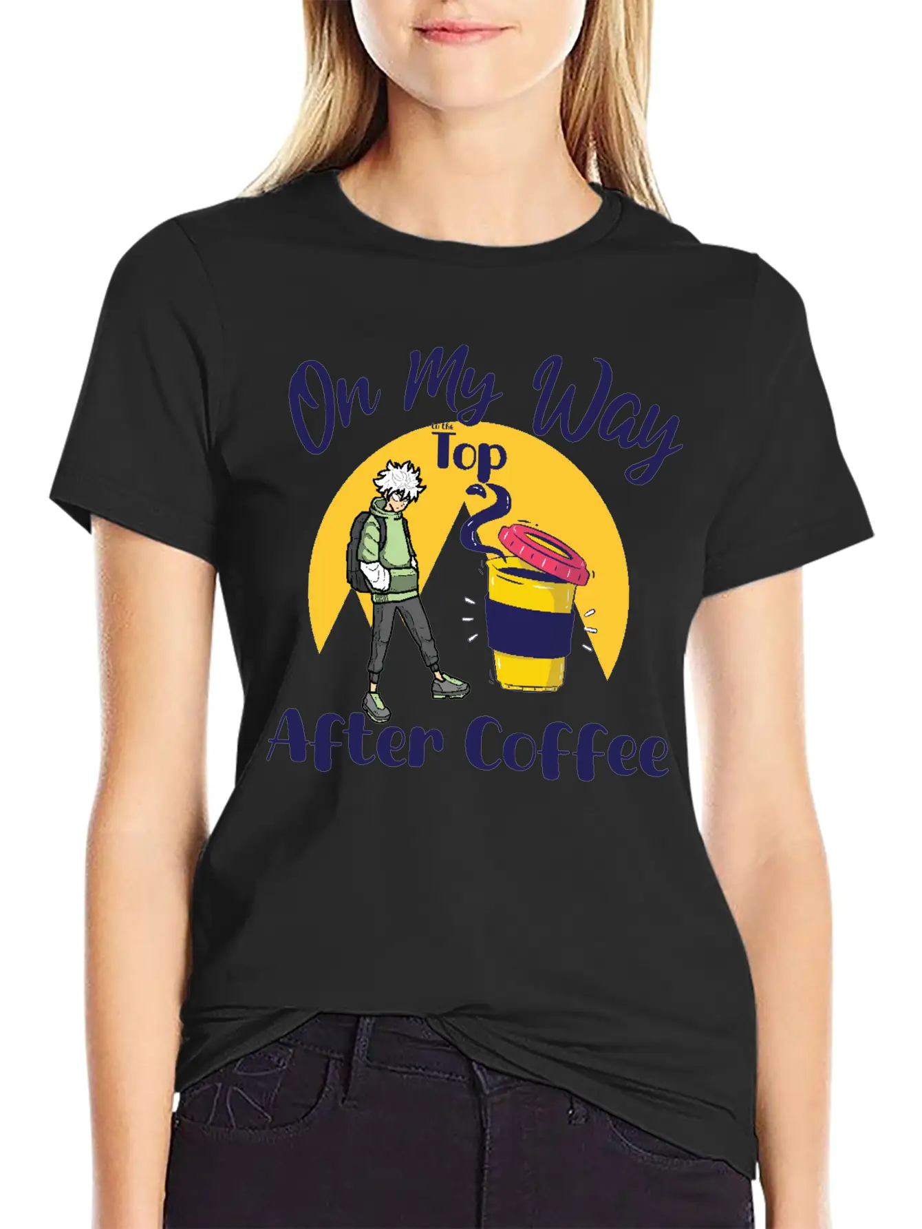 On My Way To The Top Anime Coffee Vibes Tee Essential Cotton Tee For Daily Outfits – Unisex Style