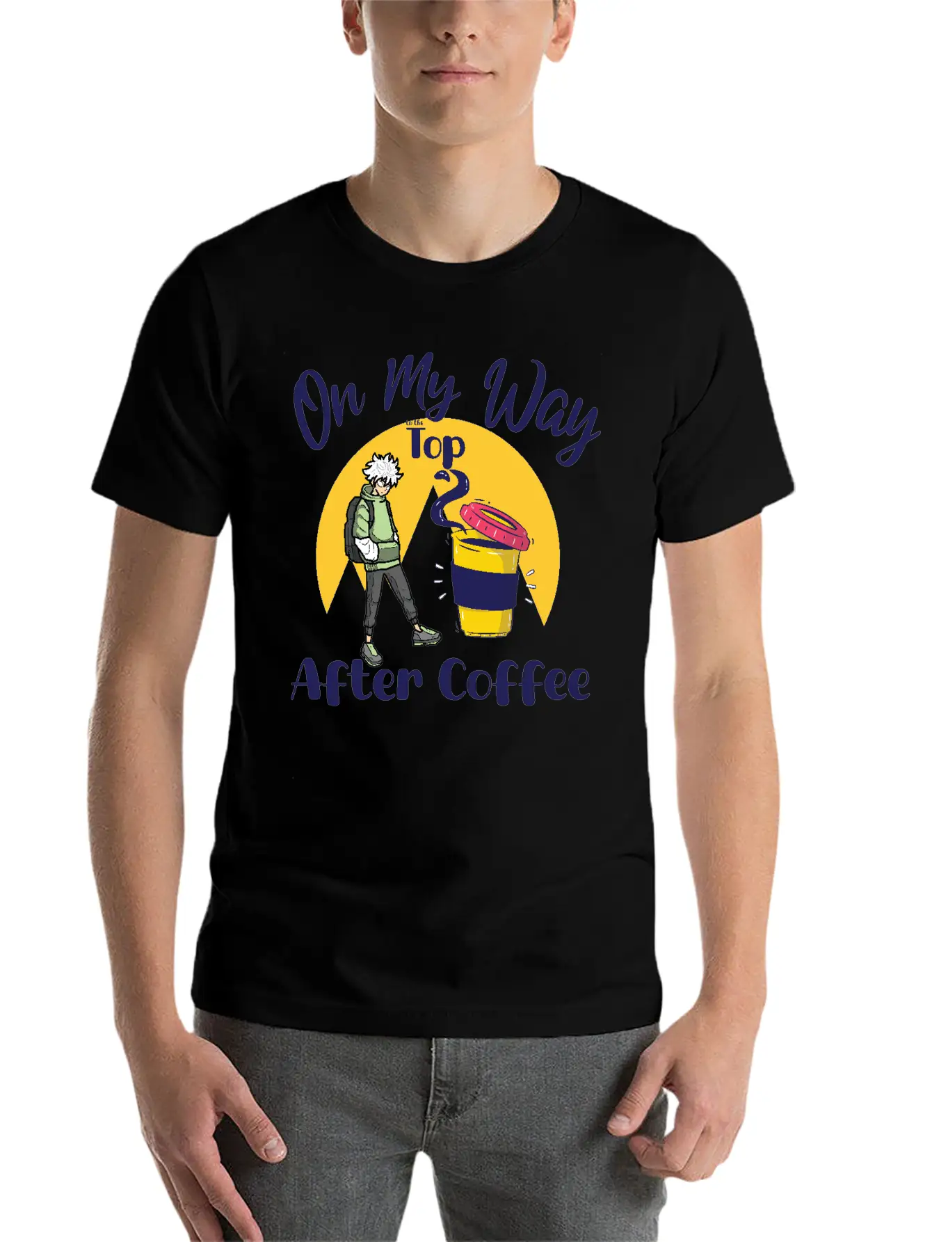 On My Way To The Top Anime Coffee Vibes Tee Essential Cotton Tee For Daily Outfits – Unisex Style