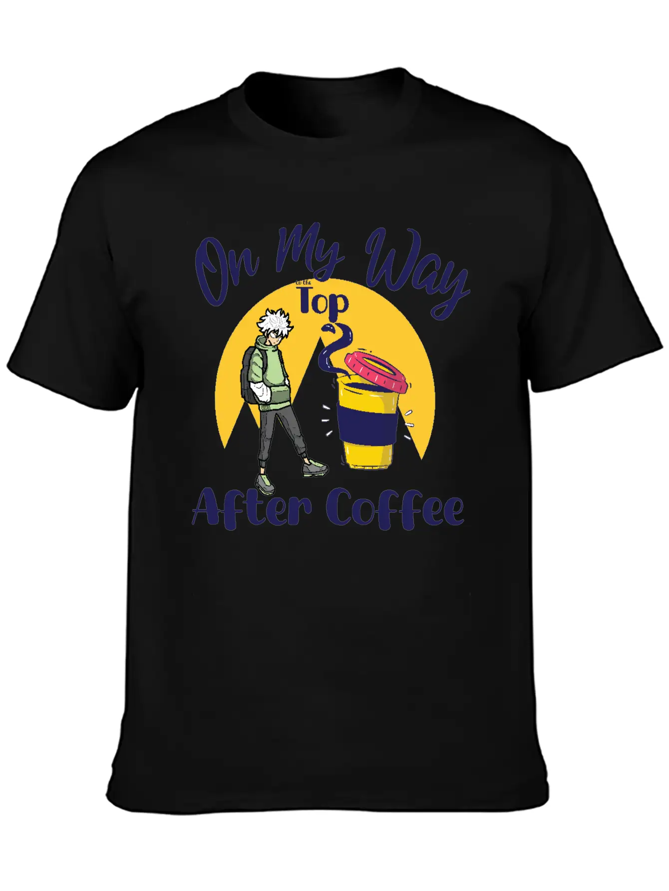 On My Way To The Top Anime Coffee Vibes Tee Essential Cotton Tee For Daily Outfits – Unisex Style