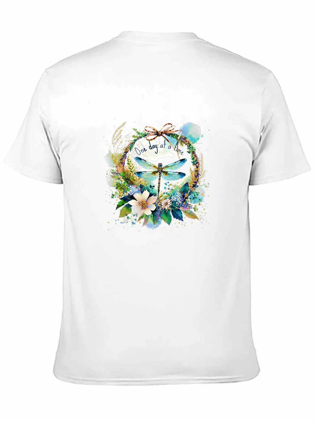 One Day At A Time Dragonfly Floral Casual Graphic T-Shirt – Simple And Comfortable Daily Wear