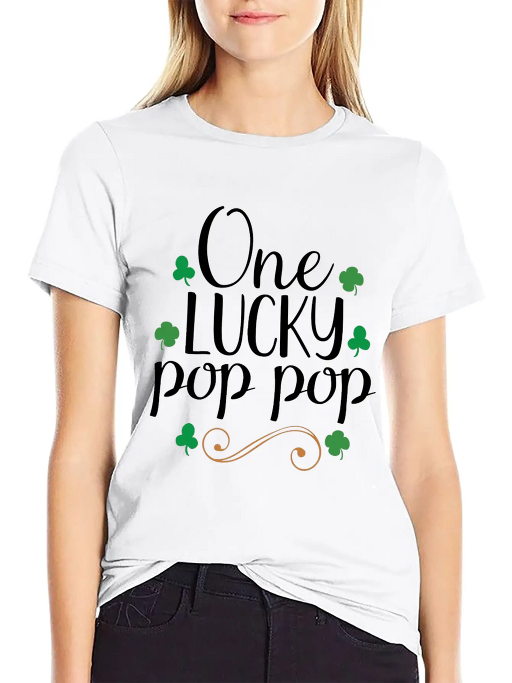 One Lucky Pop Pop Tshirt - Funny Papa St Patrick Stylish Everyday T-Shirt – Unisex Basic Cotton Tee
