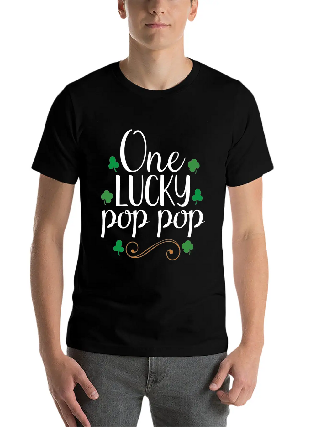 One Lucky Pop Pop Tshirt - Funny Papa St Patrick Stylish Everyday T-Shirt – Unisex Basic Cotton Tee