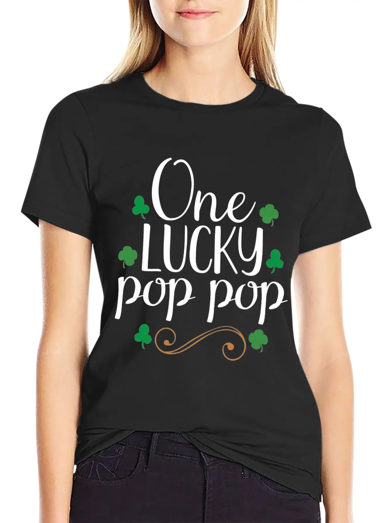 One Lucky Pop Pop Tshirt - Funny Papa St Patrick Stylish Everyday T-Shirt – Unisex Basic Cotton Tee