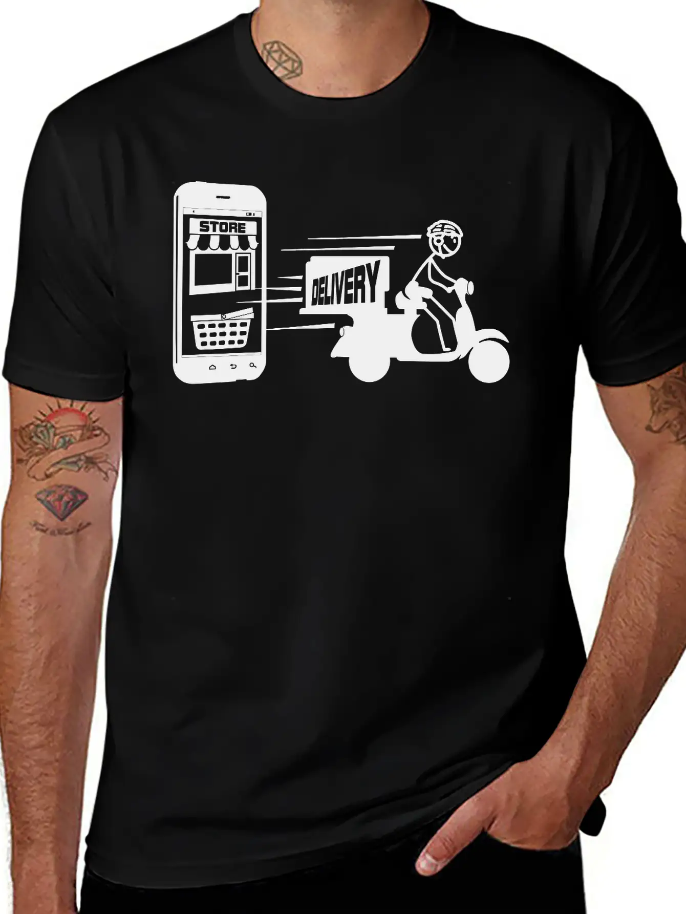 Online Shopping And Delivery With Scooter Essential Cotton Tee For Daily Outfits – Unisex Style
