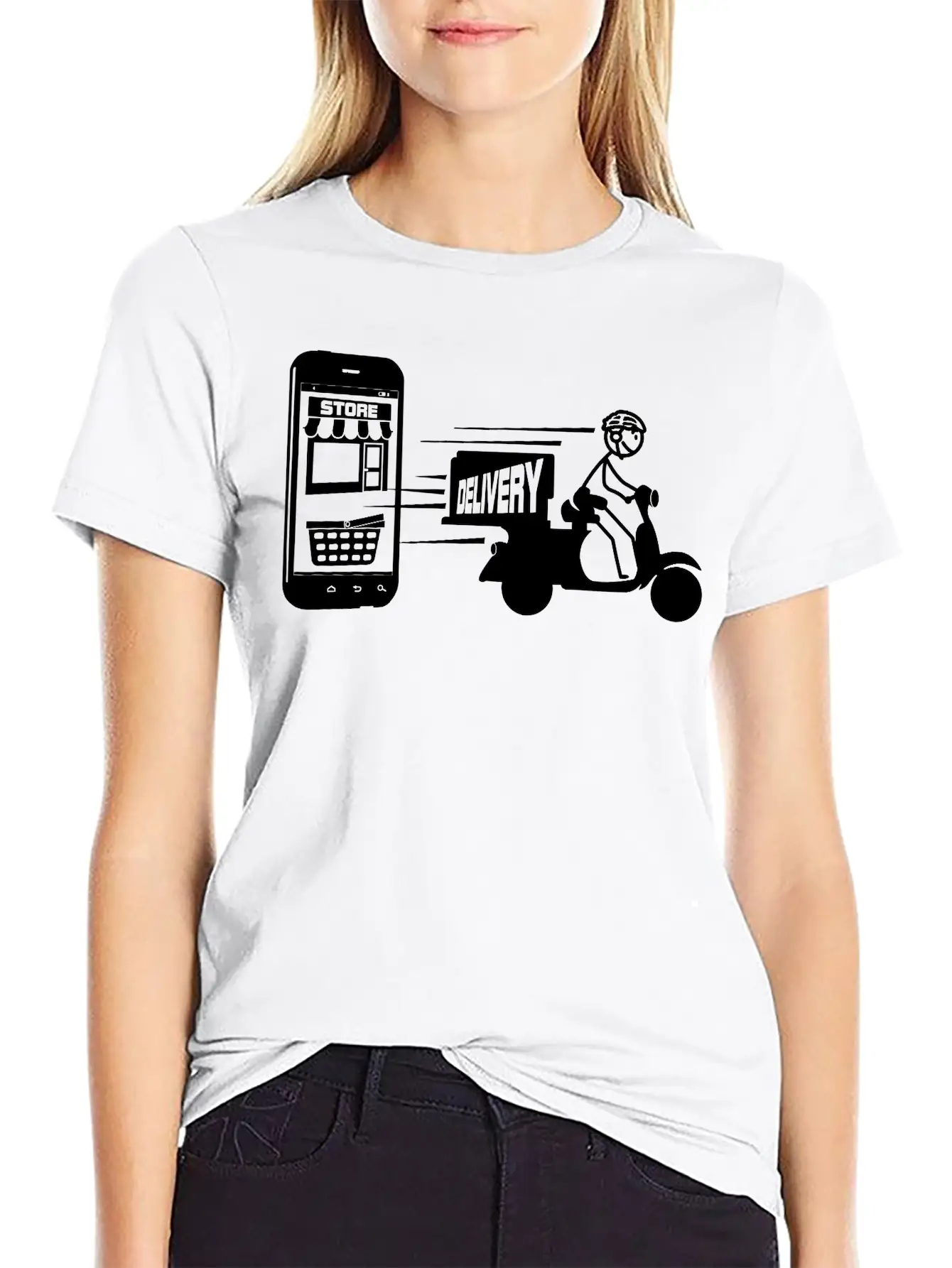 Online Shopping And Delivery With Scooter Essential Cotton Tee For Daily Outfits – Unisex Style