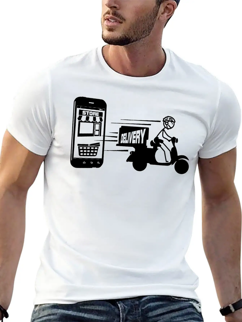 Online Shopping And Delivery With Scooter Essential Cotton Tee For Daily Outfits – Unisex Style