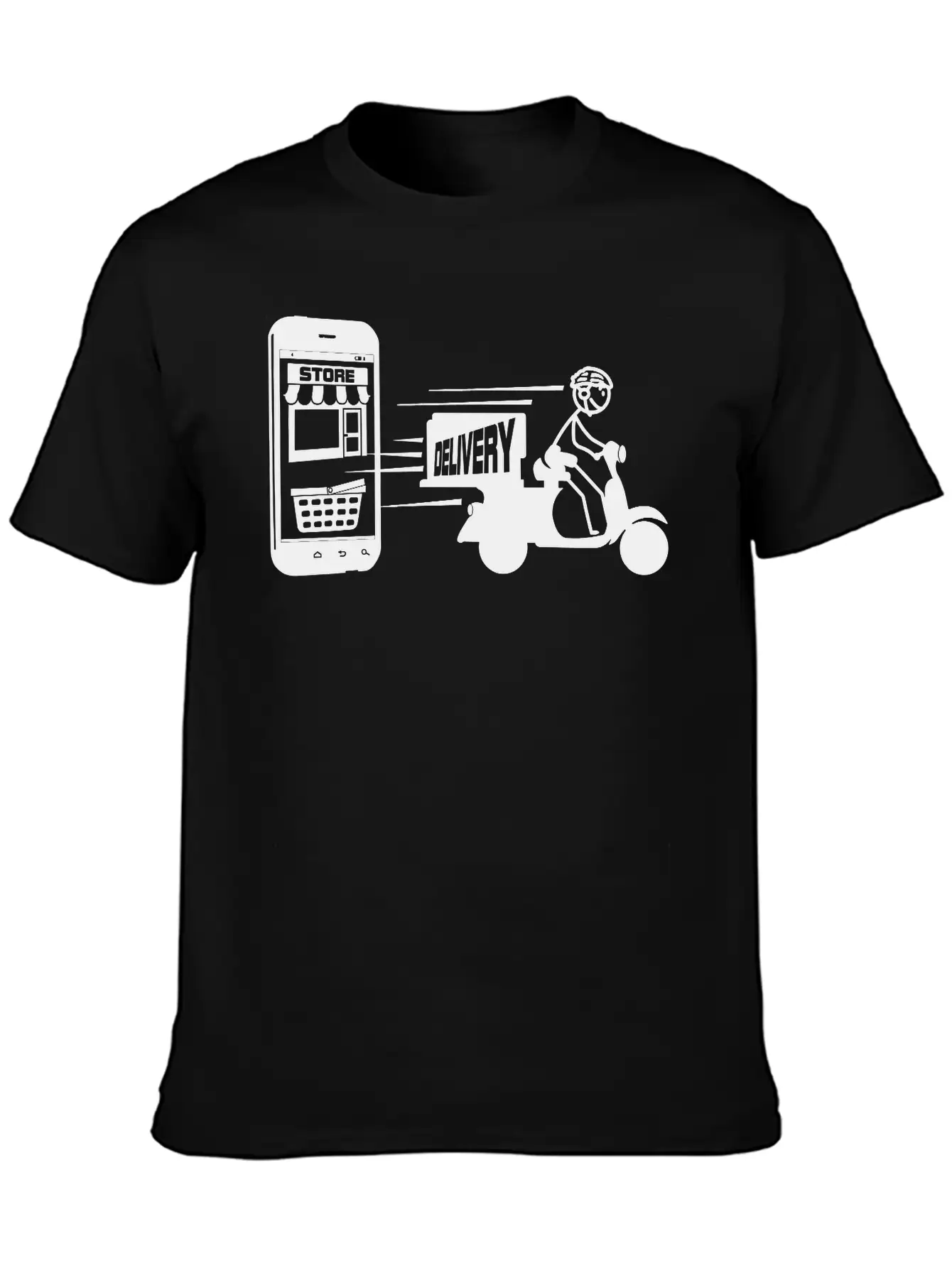 Online Shopping And Delivery With Scooter Essential Cotton Tee For Daily Outfits – Unisex Style