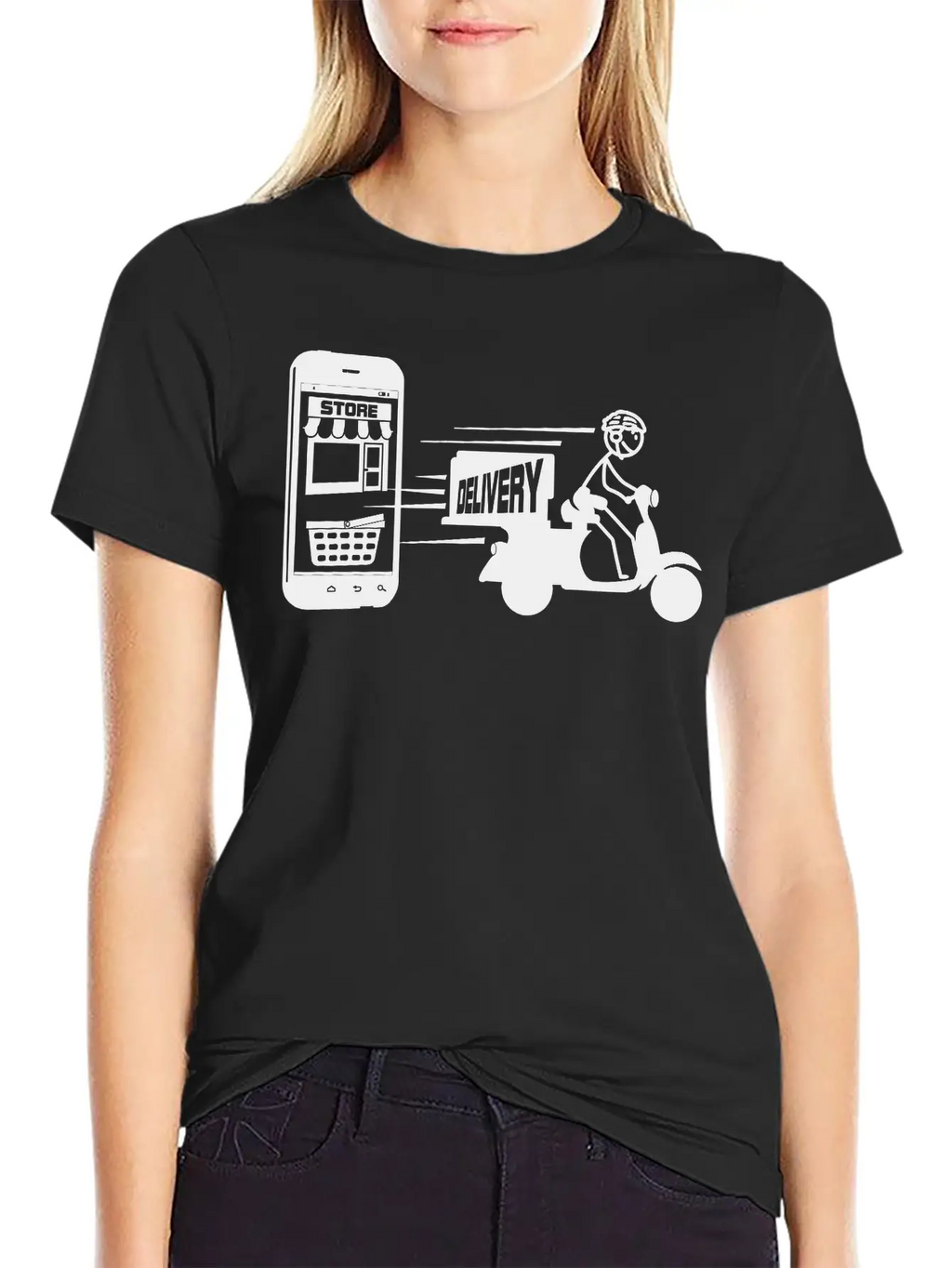 Online Shopping And Delivery With Scooter Essential Cotton Tee For Daily Outfits – Unisex Style