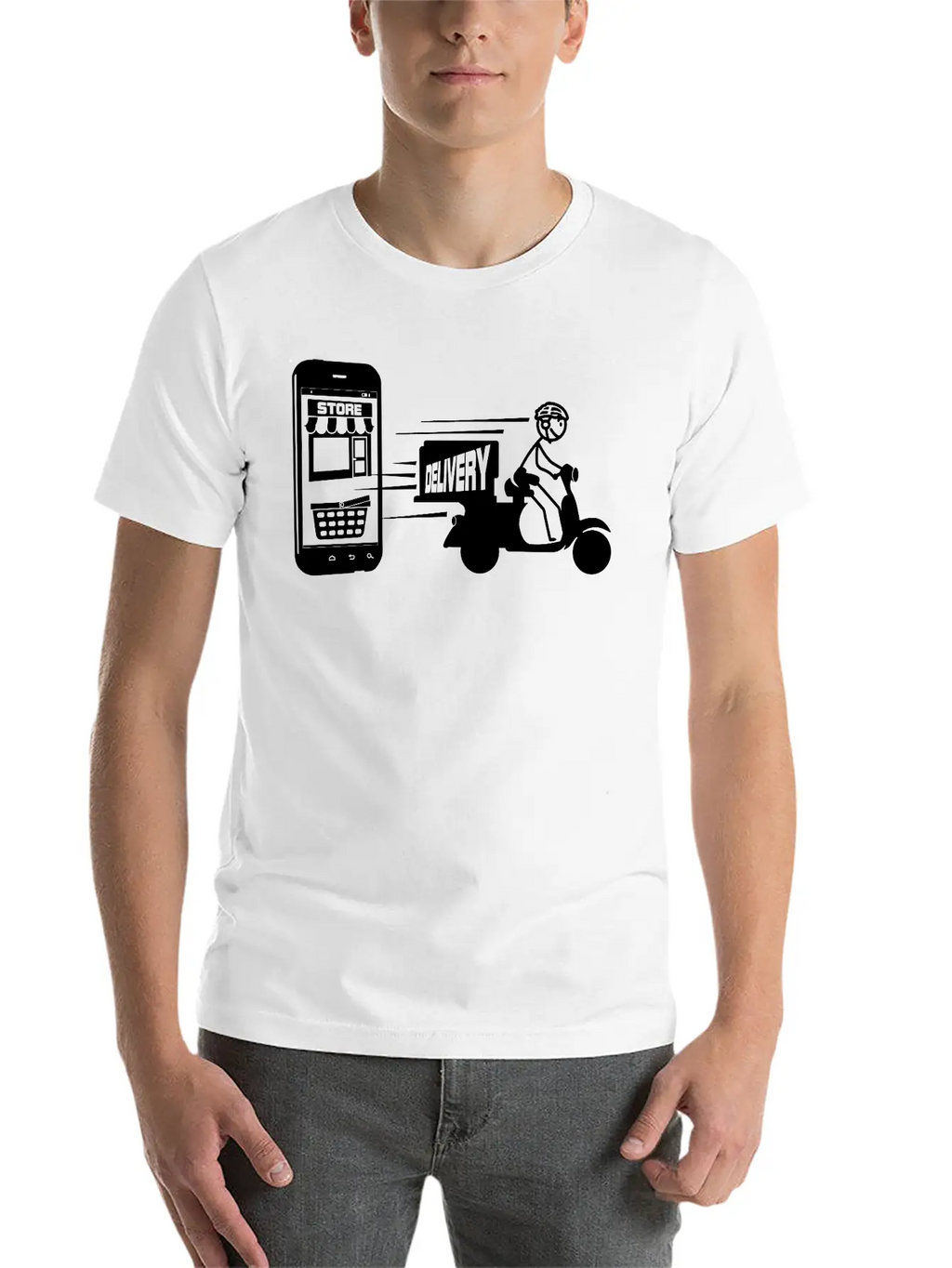 Online Shopping And Delivery With Scooter Essential Cotton Tee For Daily Outfits – Unisex Style