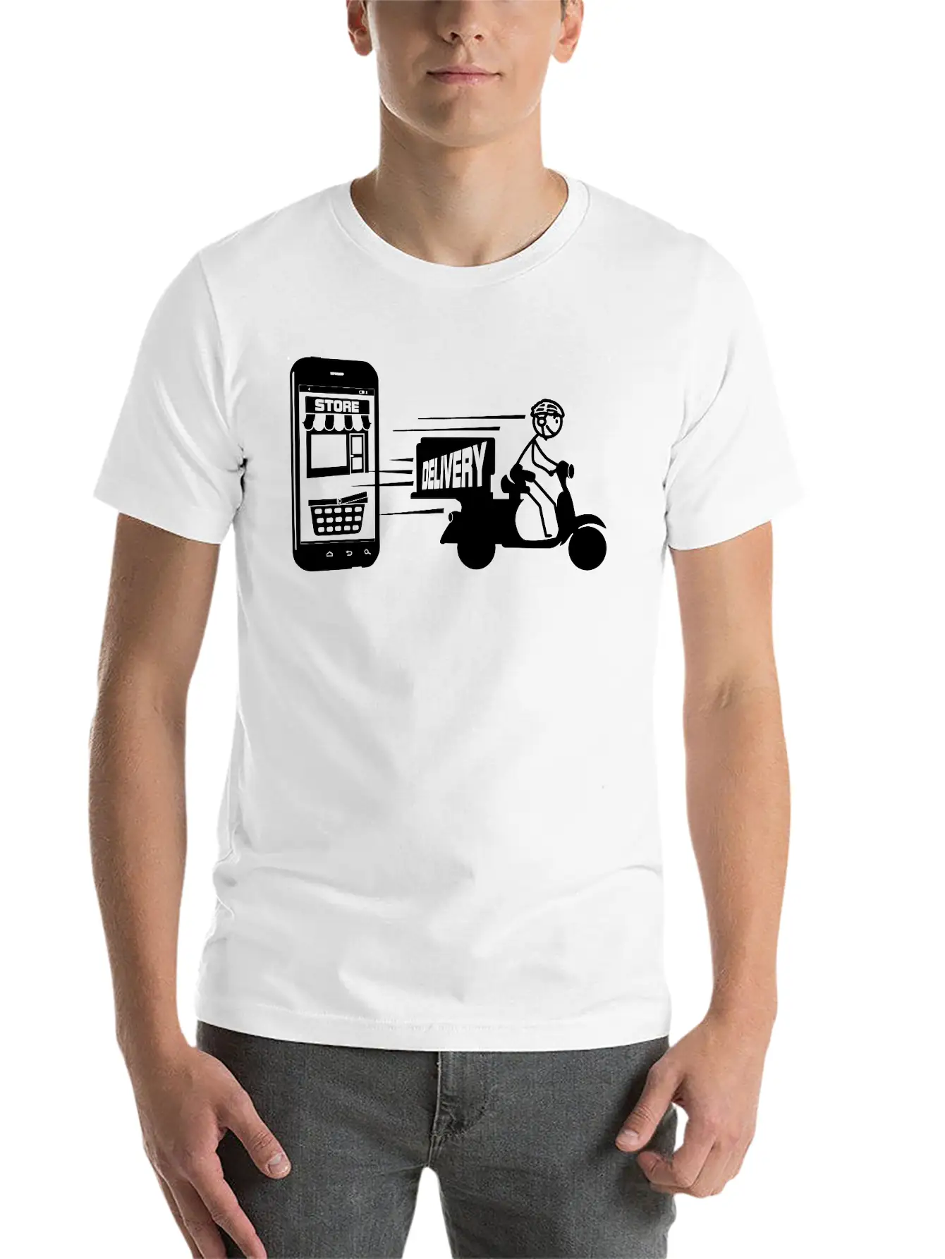 Online Shopping And Delivery With Scooter Essential Cotton Tee For Daily Outfits – Unisex Style