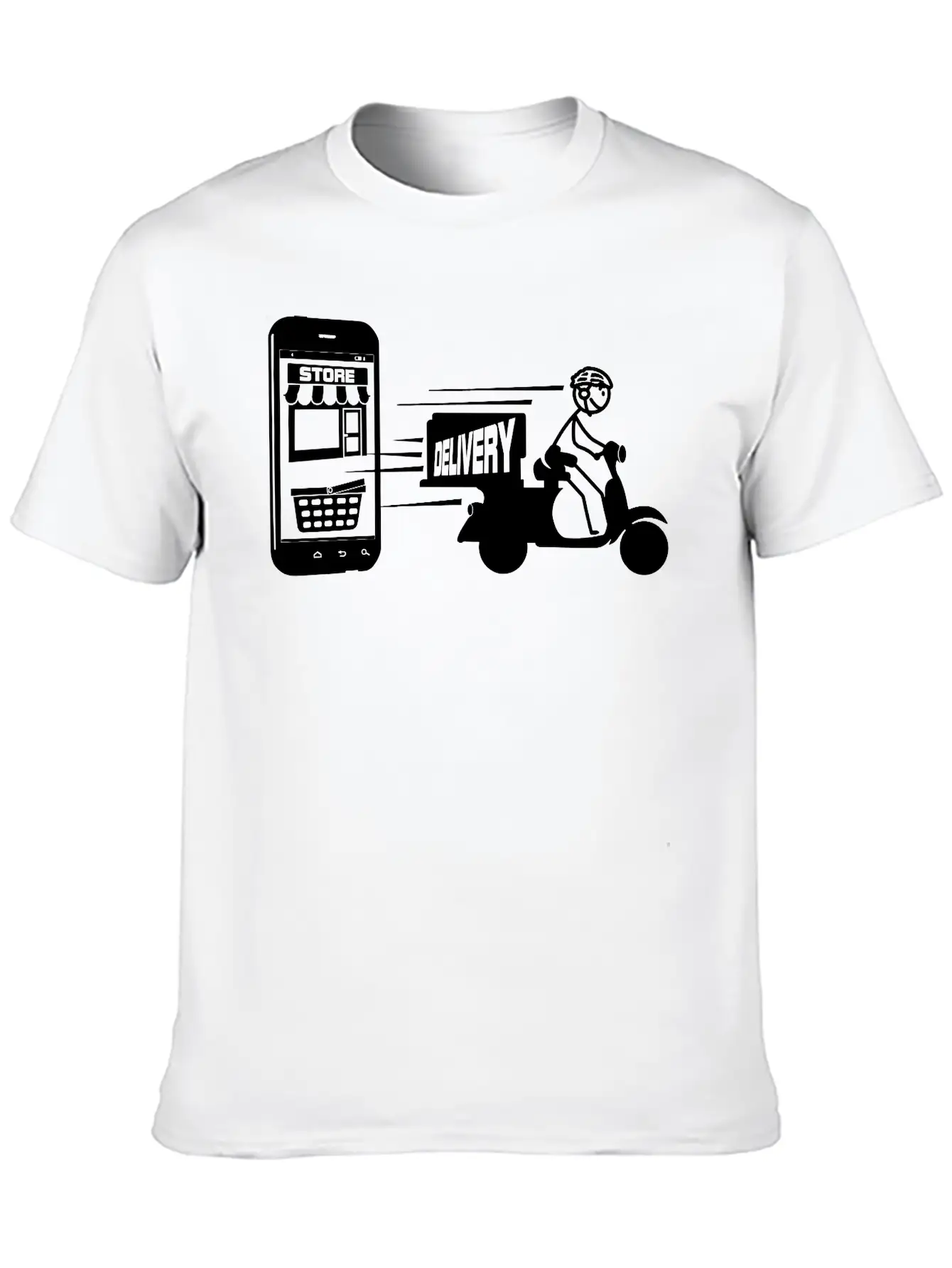 Online Shopping And Delivery With Scooter Essential Cotton Tee For Daily Outfits – Unisex Style