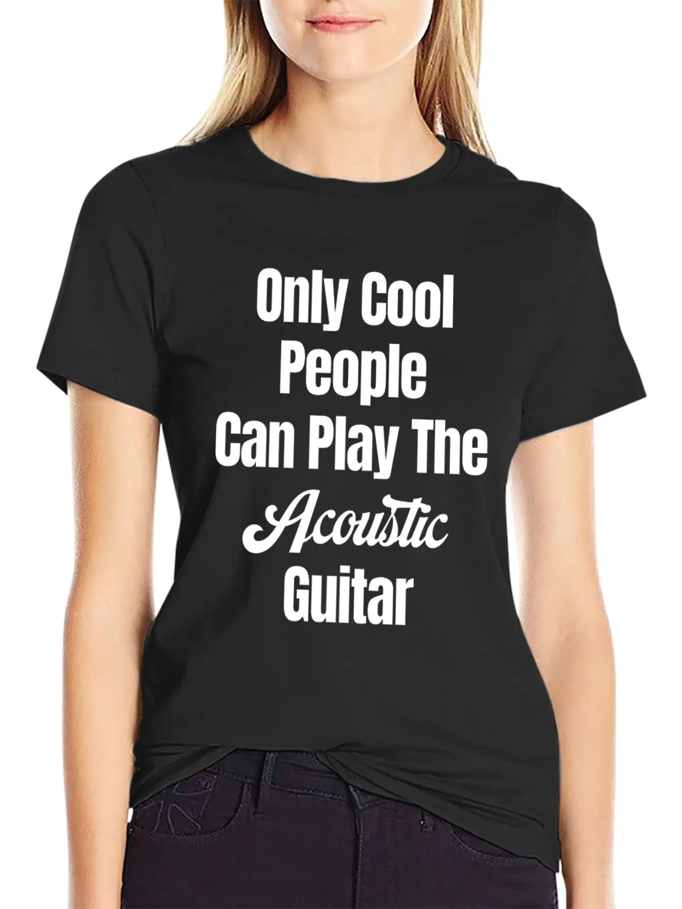 Only Cool People Can Play The Acoustic Guitar Unisex Casual T-Shirt – Clean Design For Daily Comfort