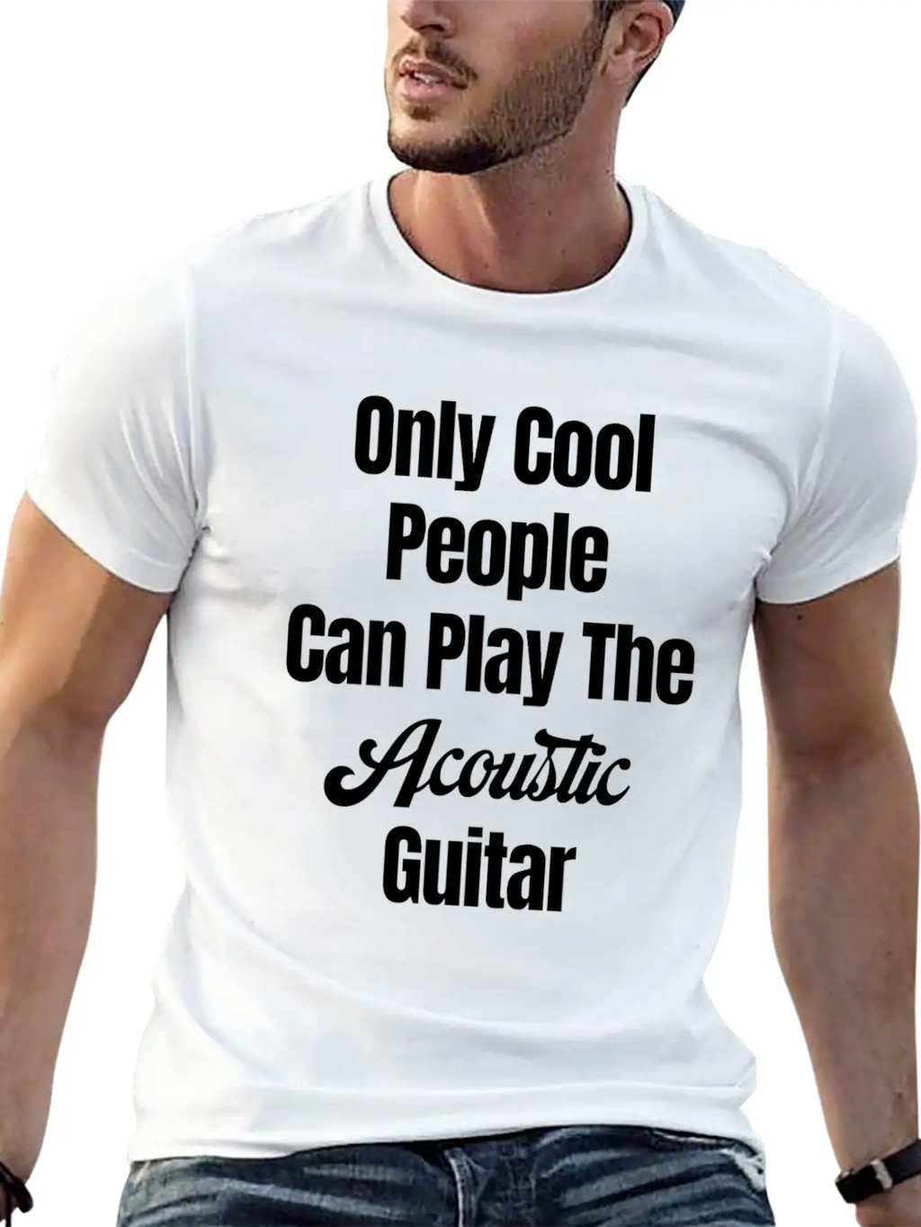 Only Cool People Can Play The Acoustic Guitar Unisex Casual T-Shirt – Clean Design For Daily Comfort