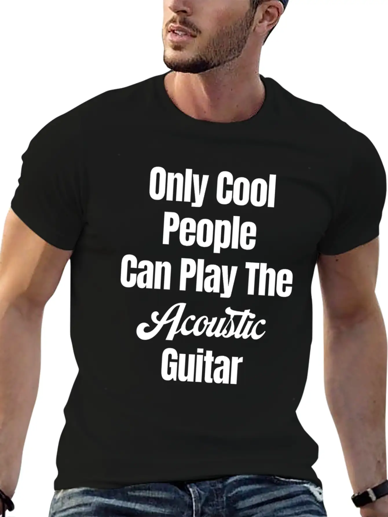 Only Cool People Can Play The Acoustic Guitar Unisex Casual T-Shirt – Clean Design For Daily Comfort