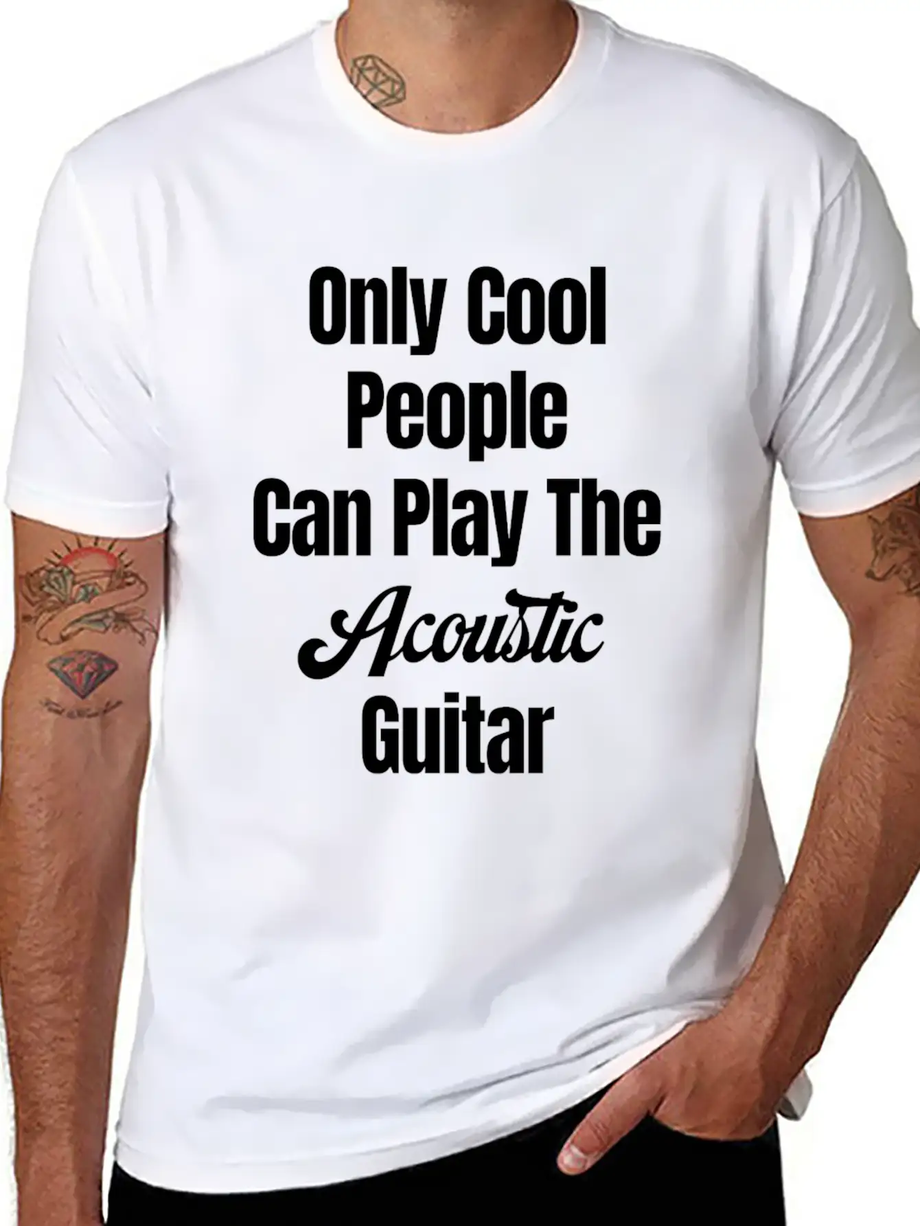 Only Cool People Can Play The Acoustic Guitar Unisex Casual T-Shirt – Clean Design For Daily Comfort