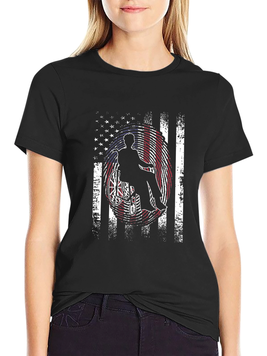 Patriotic Wheelchair American Flag T-Shirt