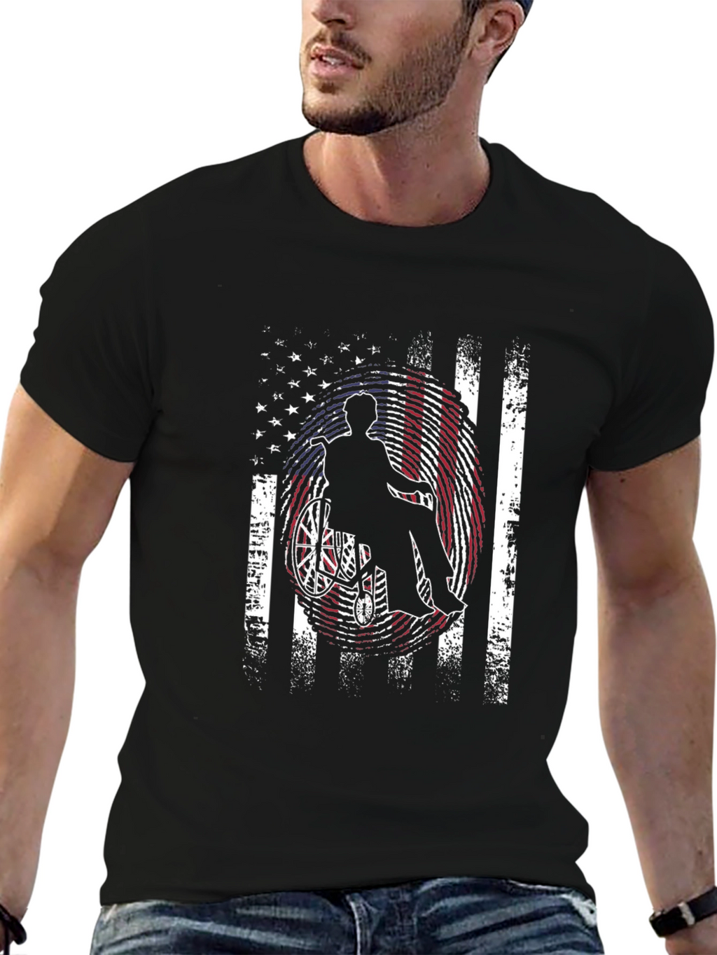 Patriotic Wheelchair American Flag T-Shirt