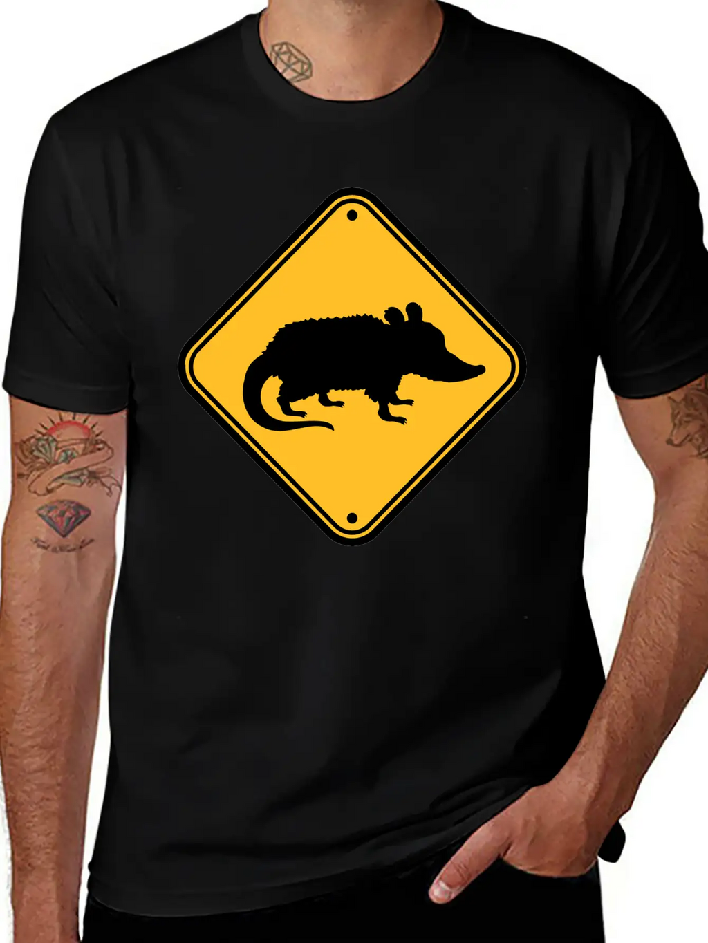Opossum Danger Sign Unisex Casual T-Shirt – Clean Design For Daily Comfort