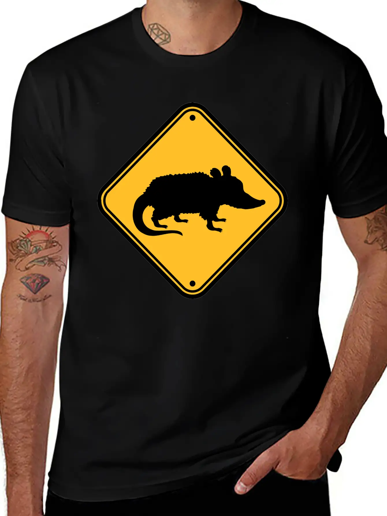 Opossum Danger Sign Unisex Casual T-Shirt – Clean Design For Daily Comfort