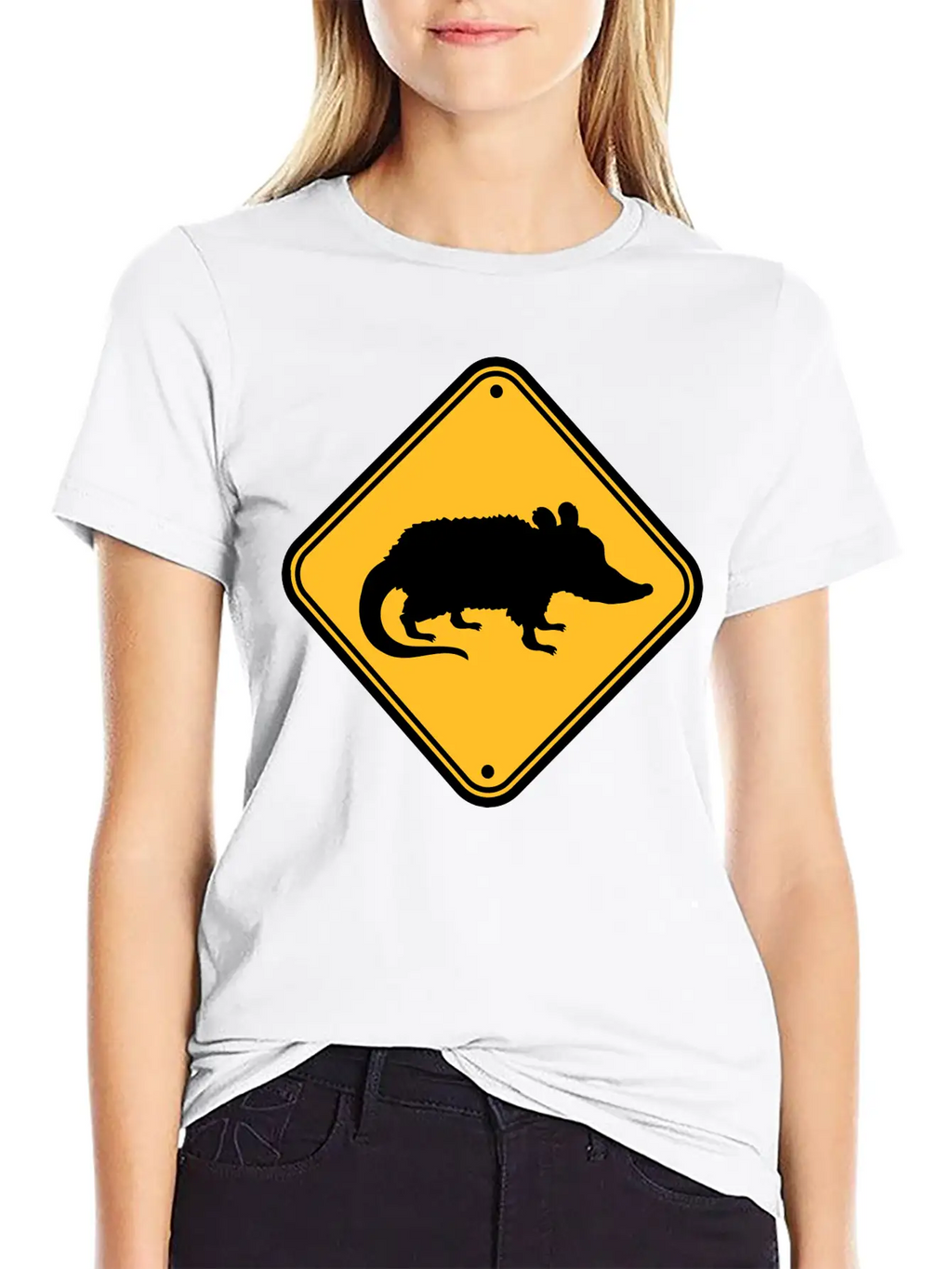 Opossum Danger Sign Unisex Casual T-Shirt – Clean Design For Daily Comfort