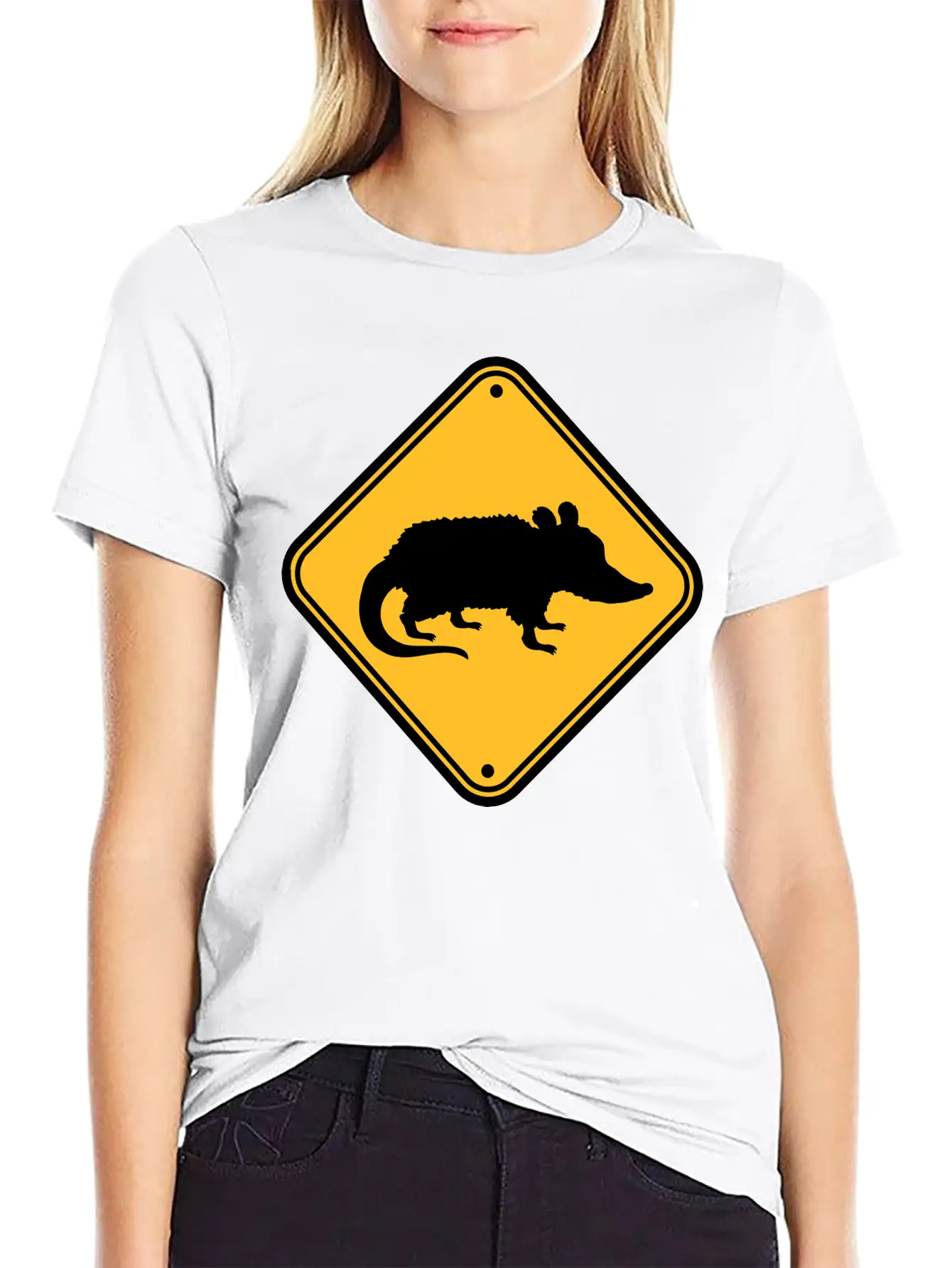 Opossum Danger Sign Unisex Casual T-Shirt – Clean Design For Daily Comfort