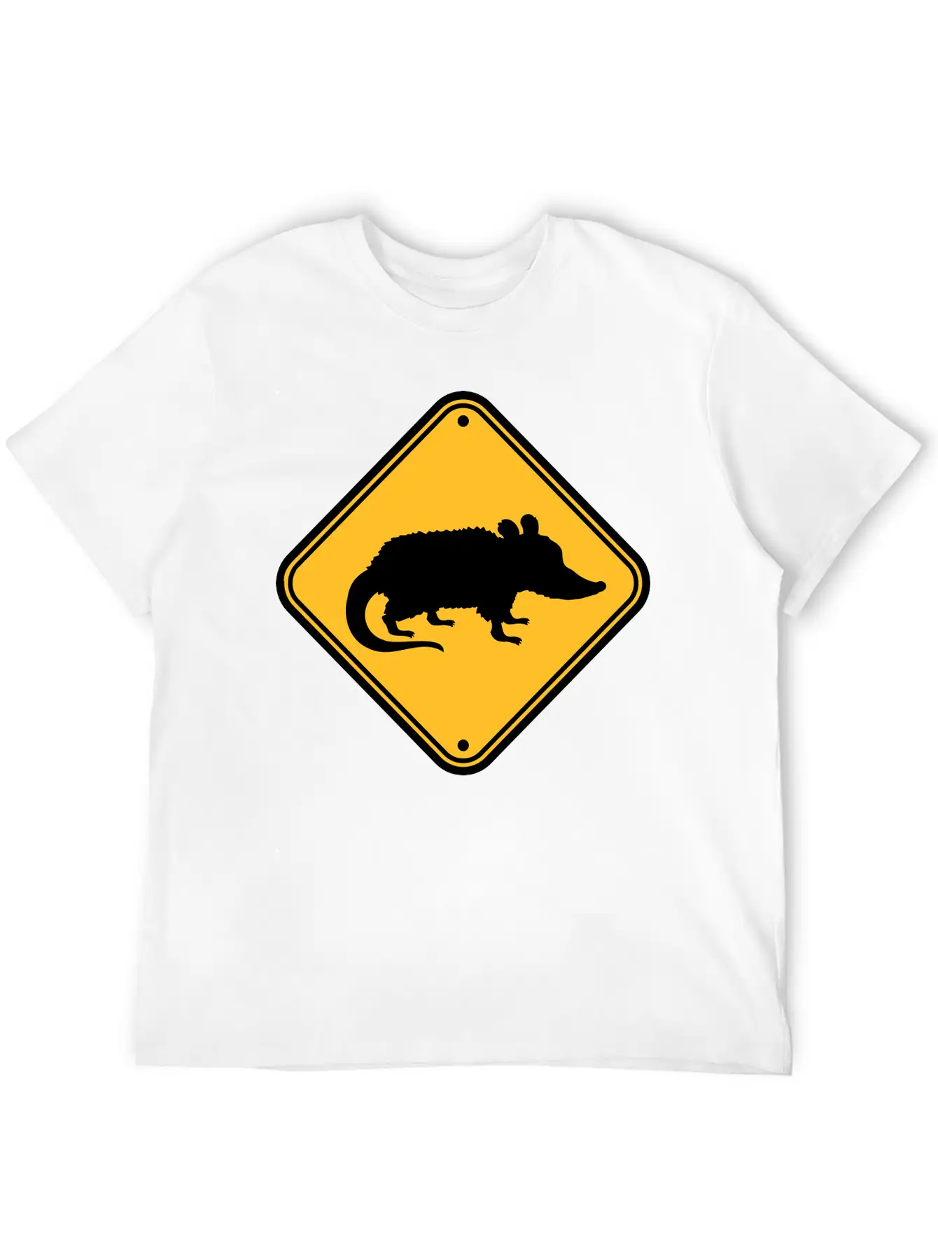 Opossum Danger Sign Unisex Casual T-Shirt – Clean Design For Daily Comfort