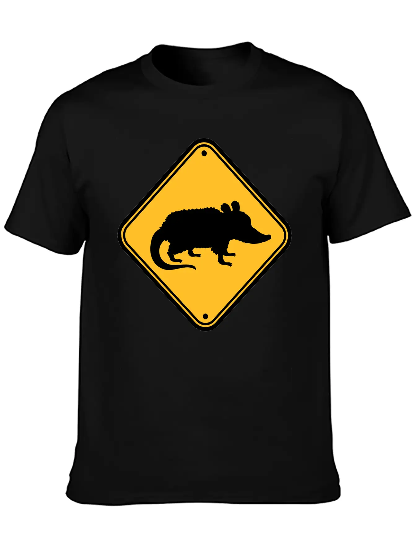 Opossum Danger Sign Unisex Casual T-Shirt – Clean Design For Daily Comfort