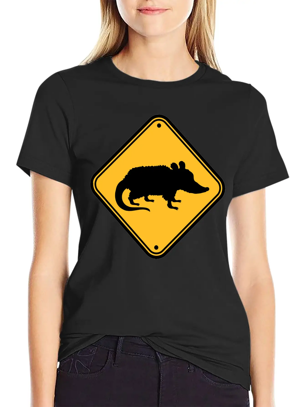 Opossum Danger Sign Unisex Casual T-Shirt – Clean Design For Daily Comfort
