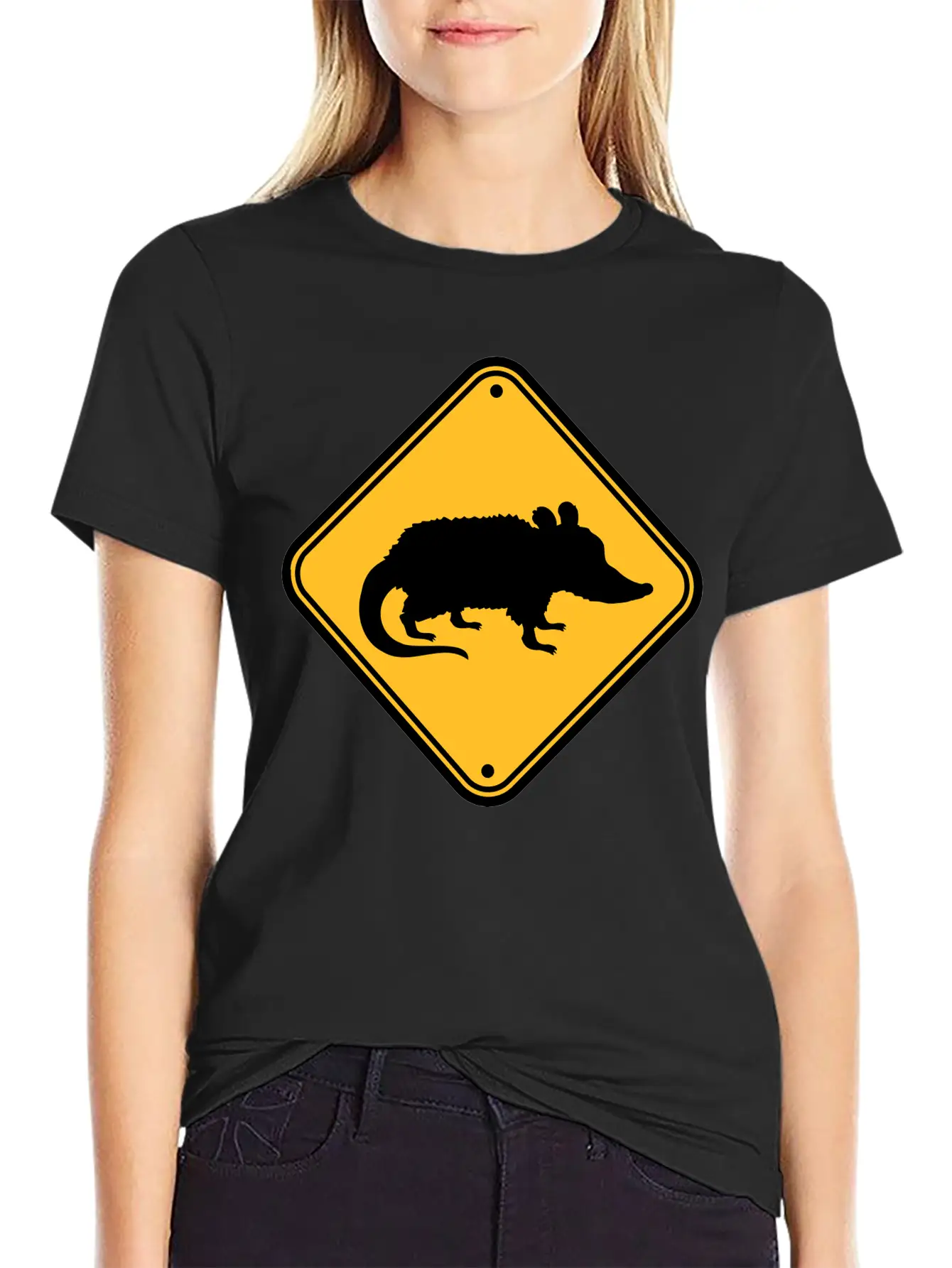 Opossum Danger Sign Unisex Casual T-Shirt – Clean Design For Daily Comfort