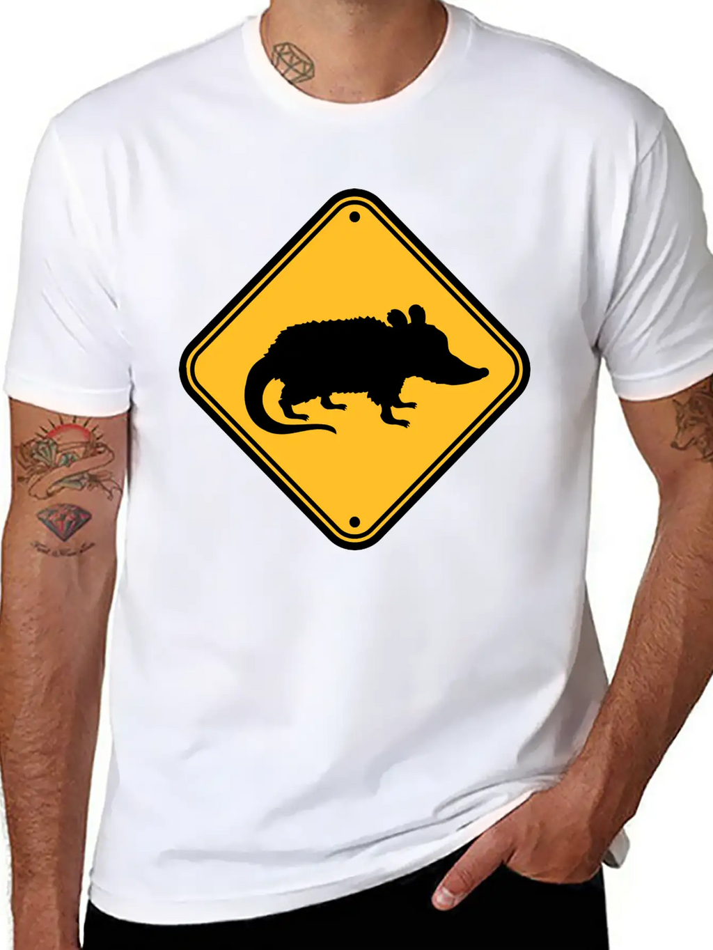 Opossum Danger Sign Unisex Casual T-Shirt – Clean Design For Daily Comfort