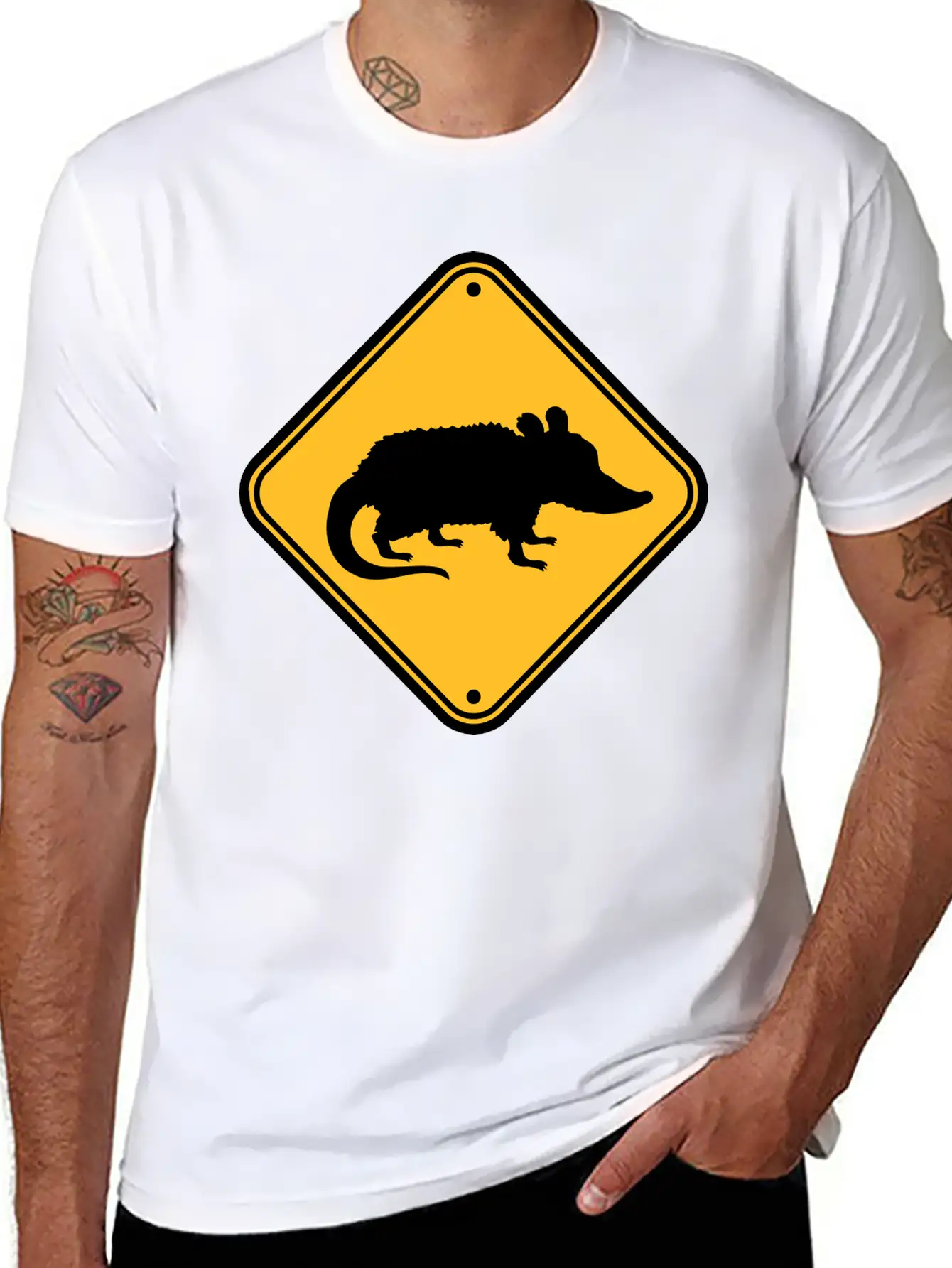Opossum Danger Sign Unisex Casual T-Shirt – Clean Design For Daily Comfort