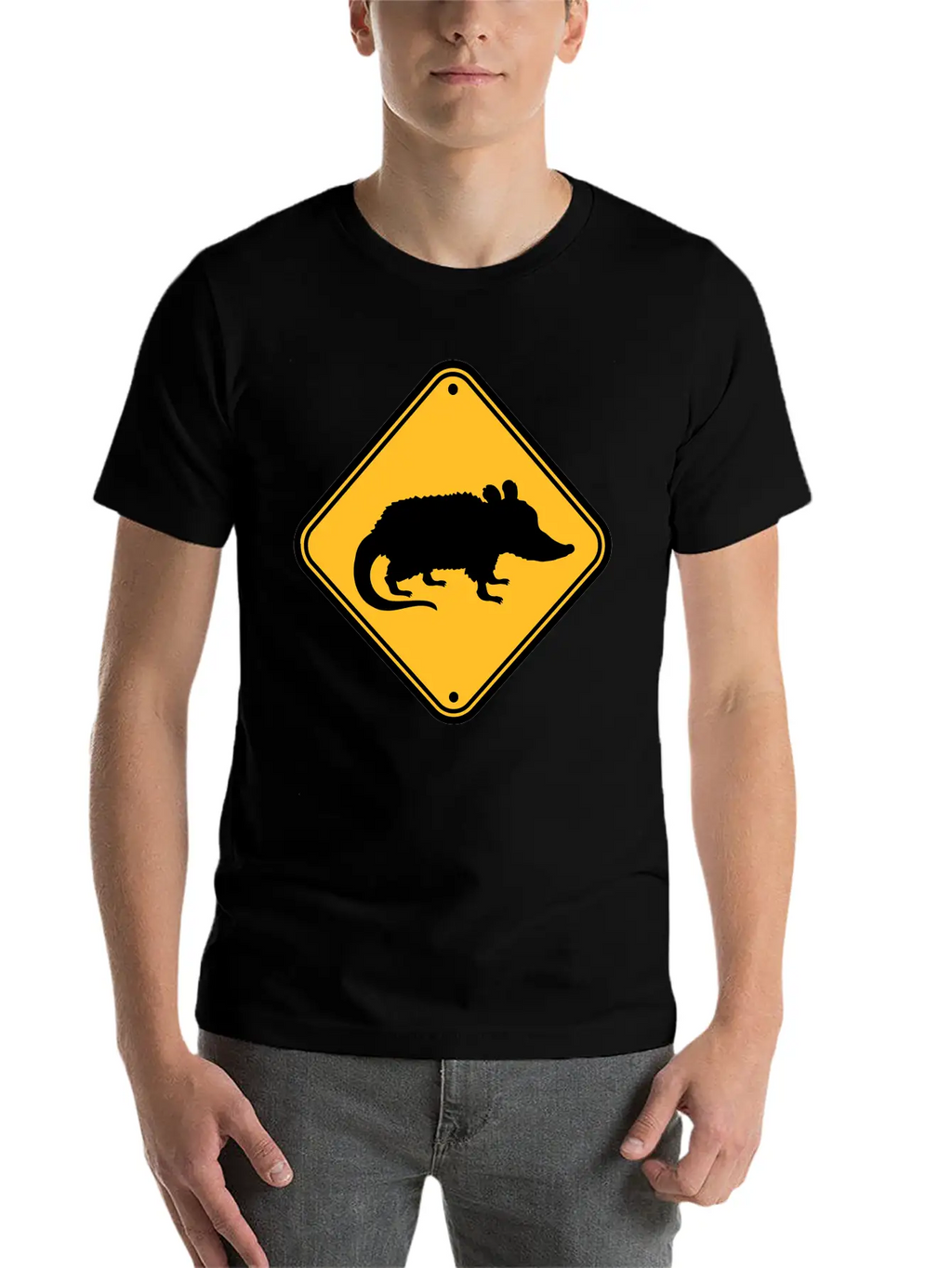 Opossum Danger Sign Unisex Casual T-Shirt – Clean Design For Daily Comfort