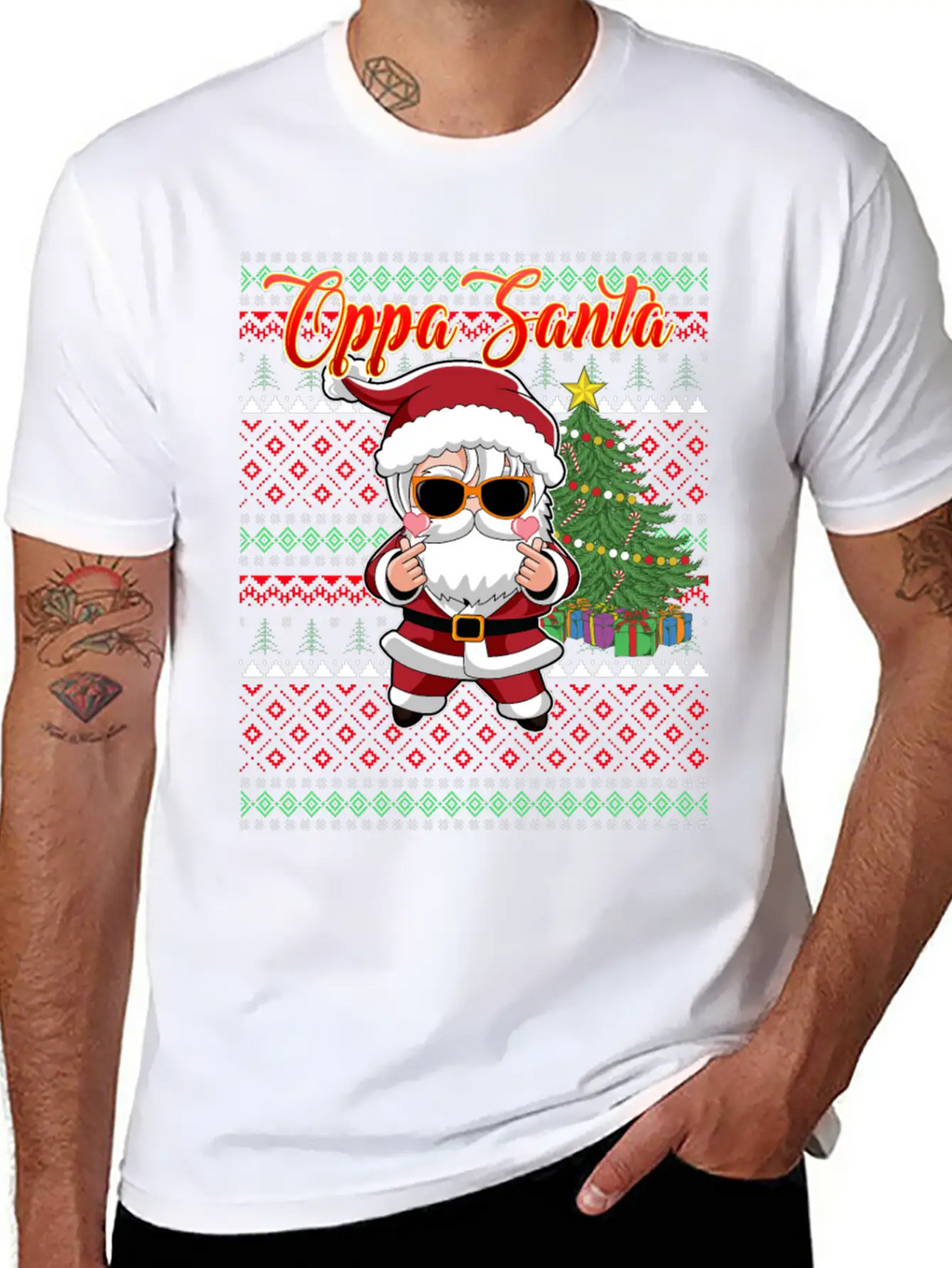 Oppa Santa Claus Korean Pop Christmas Unisex Casual T-Shirt – Clean Design For Daily Comfort