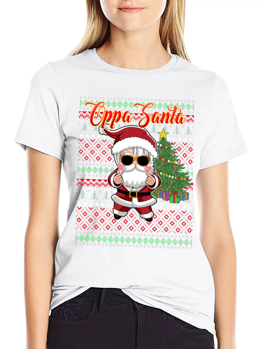 Oppa Santa Claus Korean Pop Christmas Unisex Casual T-Shirt – Clean Design For Daily Comfort