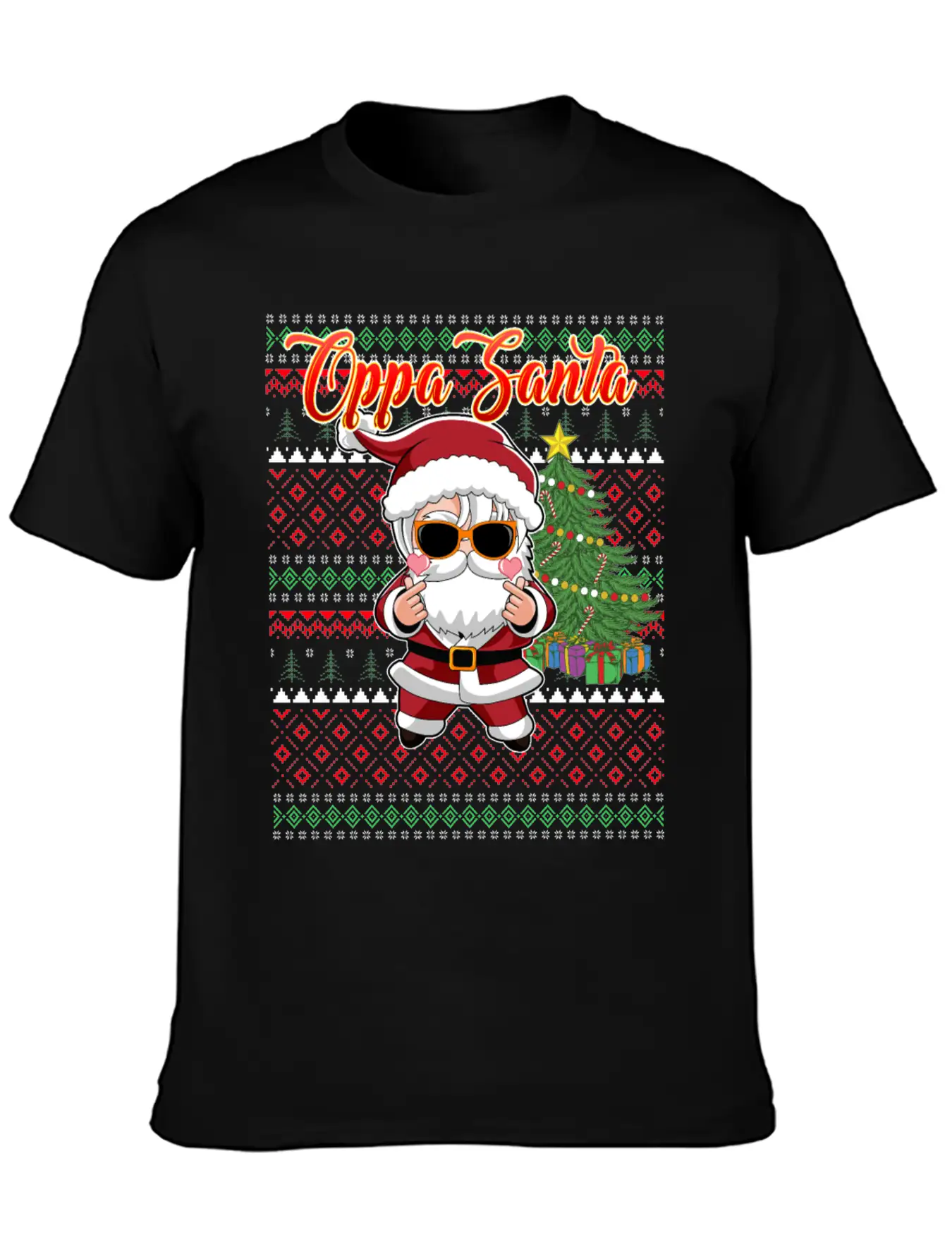 Oppa Santa Claus Korean Pop Christmas Unisex Casual T-Shirt – Clean Design For Daily Comfort