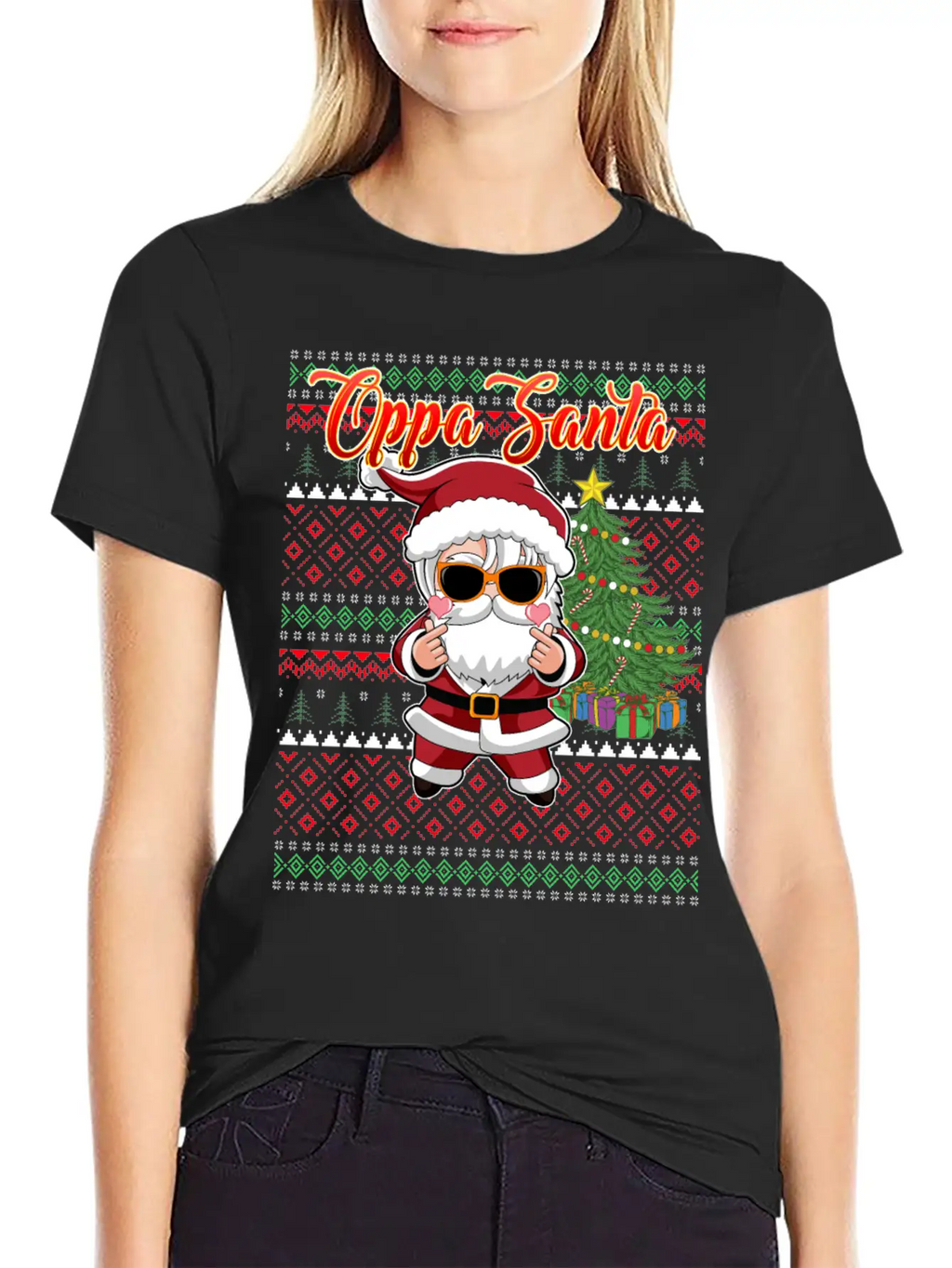 Oppa Santa Claus Korean Pop Christmas Unisex Casual T-Shirt – Clean Design For Daily Comfort