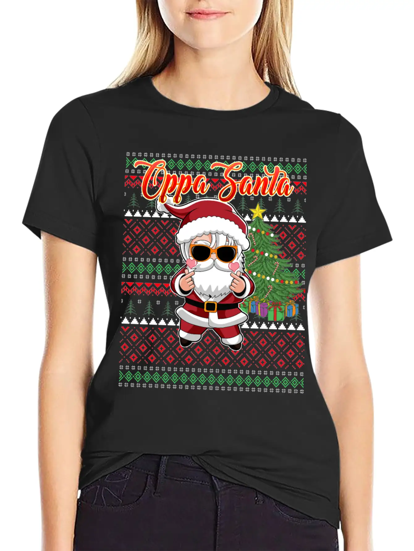 Oppa Santa Claus Korean Pop Christmas Unisex Casual T-Shirt – Clean Design For Daily Comfort