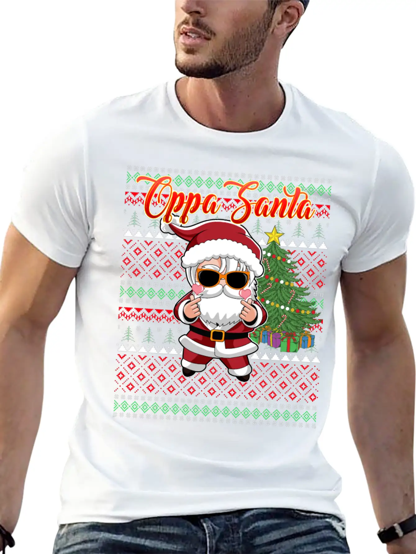 Oppa Santa Claus Korean Pop Christmas Unisex Casual T-Shirt – Clean Design For Daily Comfort