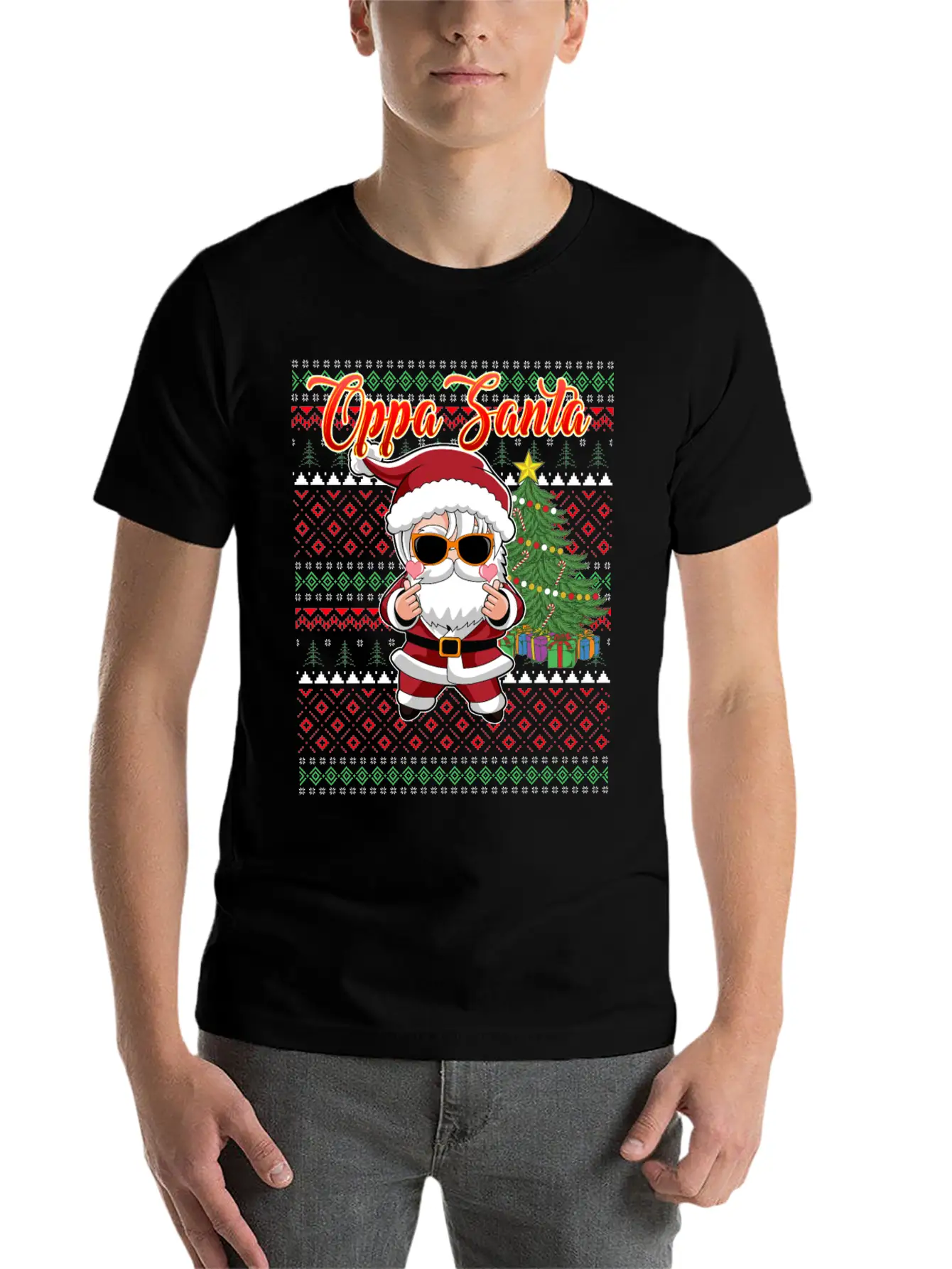 Oppa Santa Claus Korean Pop Christmas Unisex Casual T-Shirt – Clean Design For Daily Comfort